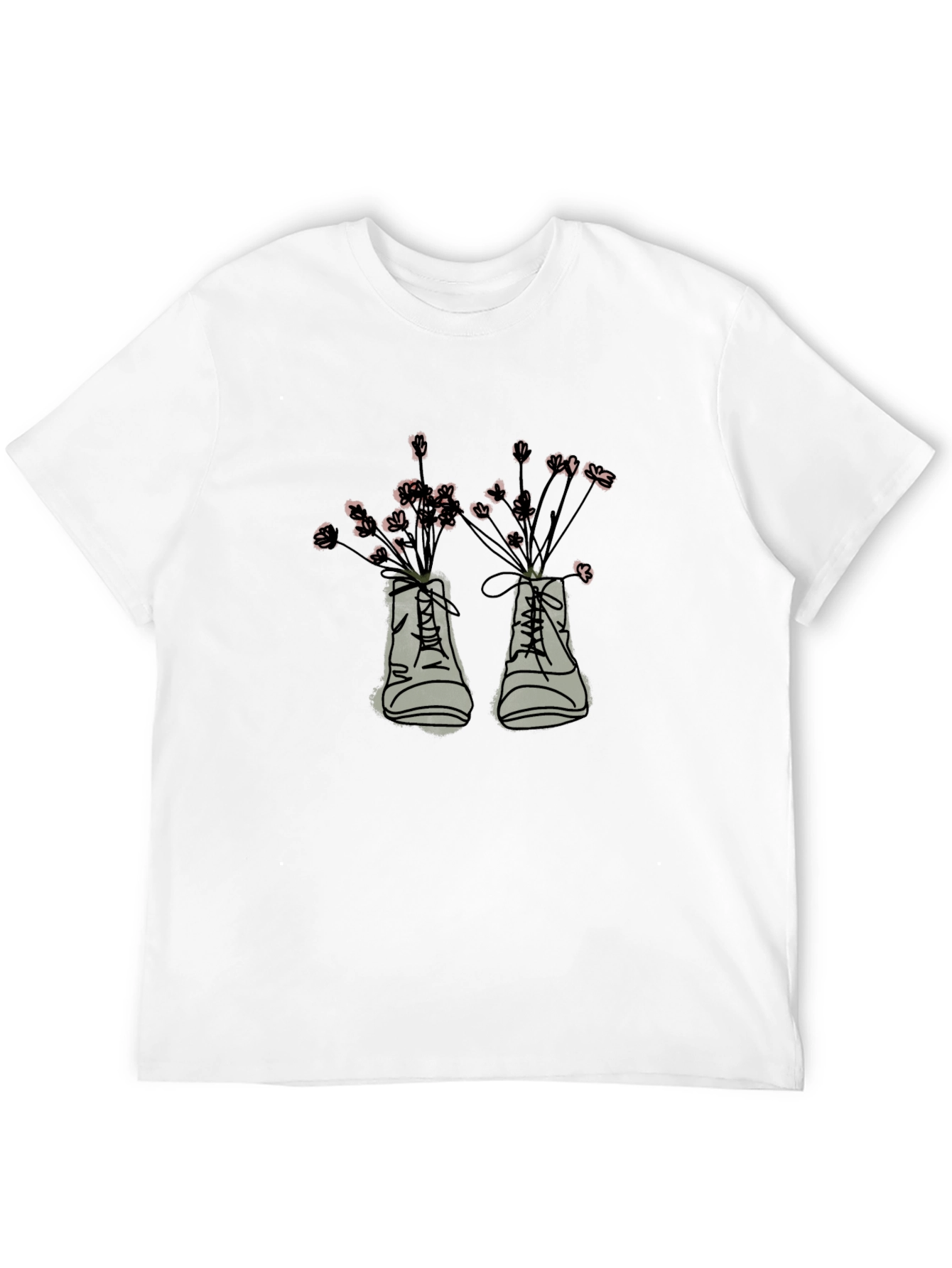 Floral Boots Graphic Tee - Black Cotton T-Shirt