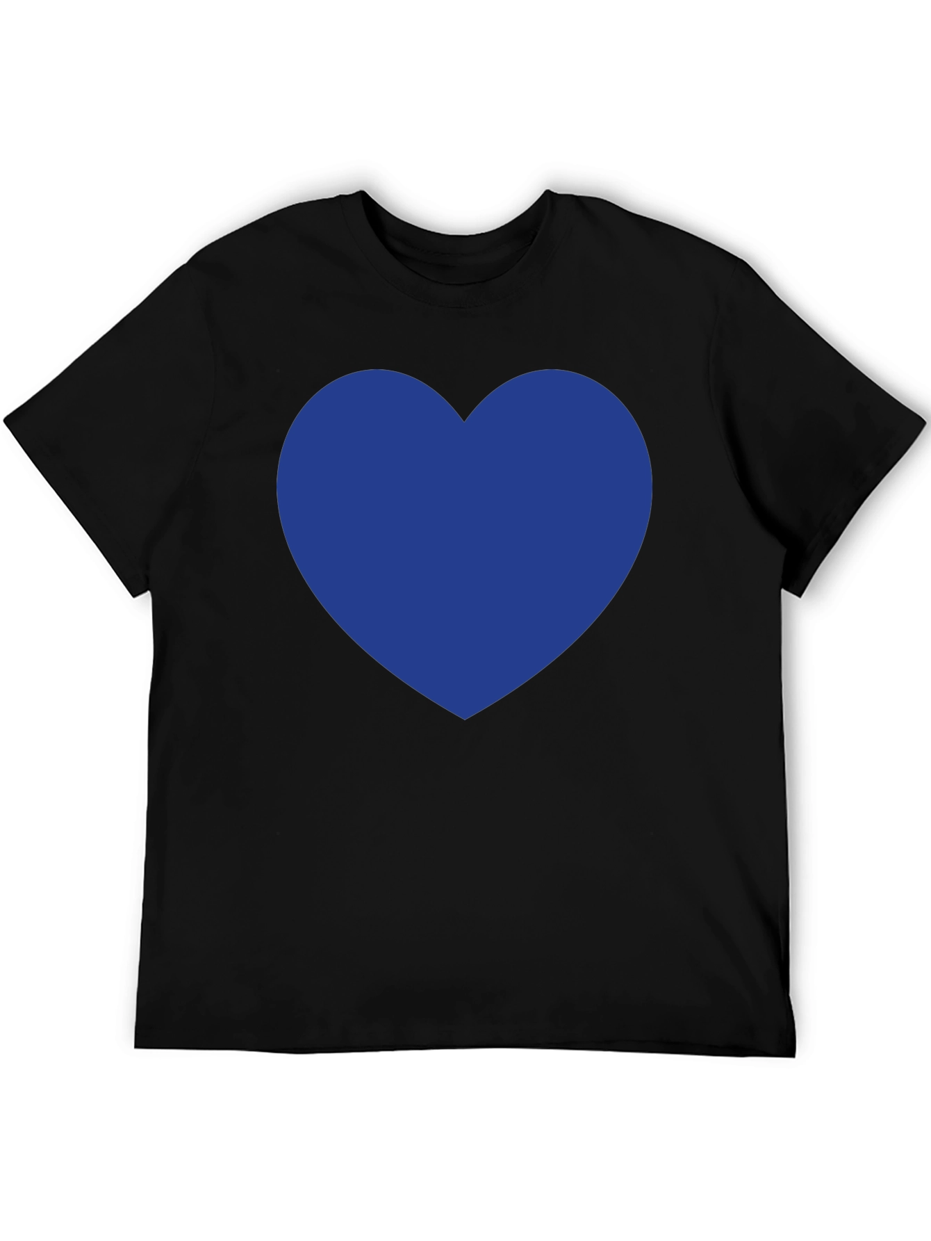 Black T-Shirt with Blue Heart Graphic
