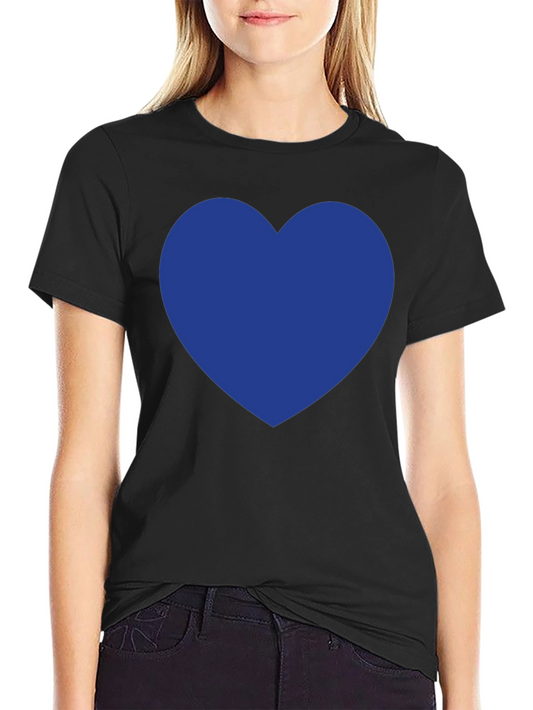 Black T-Shirt with Blue Heart Graphic