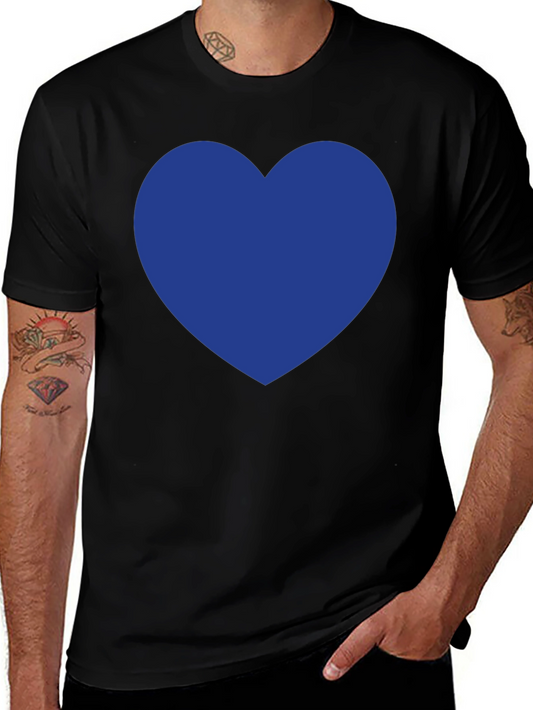 Black T-Shirt with Blue Heart Graphic
