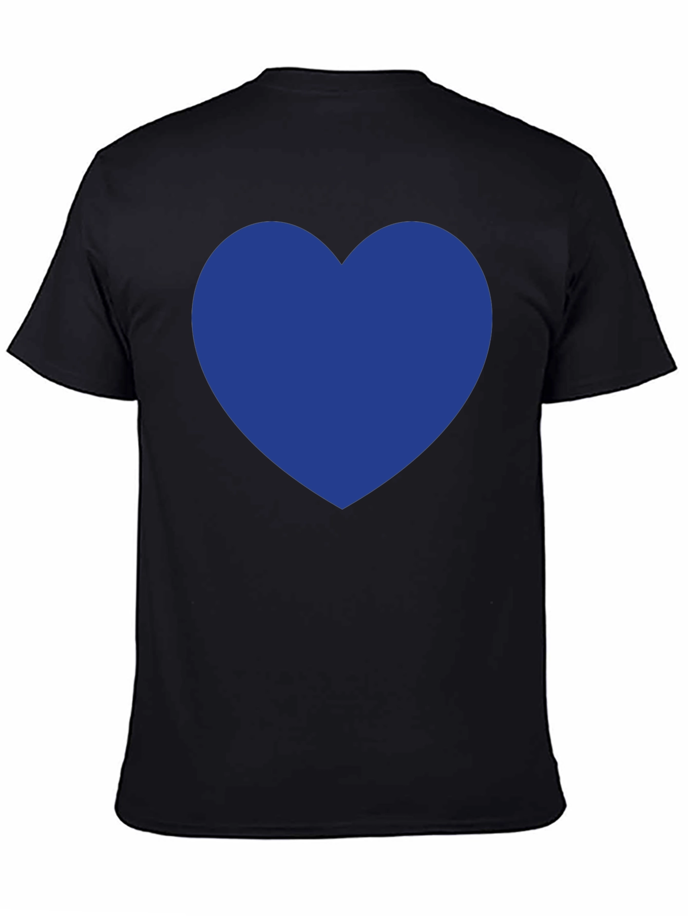 Black T-Shirt with Blue Heart Graphic