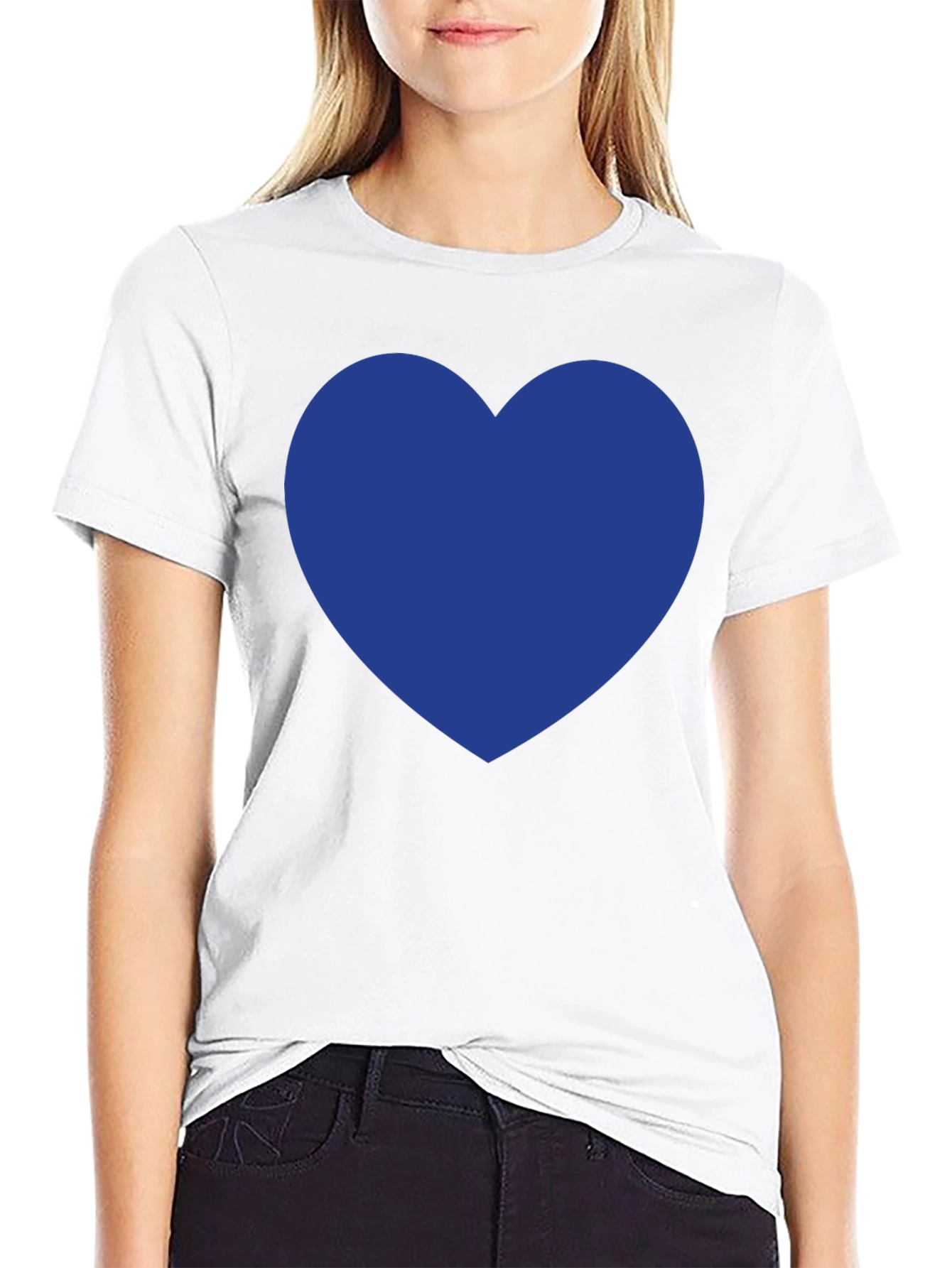 Black T-Shirt with Blue Heart Graphic