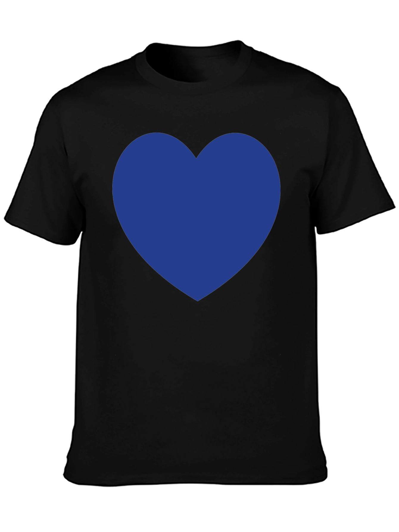 Black T-Shirt with Blue Heart Graphic