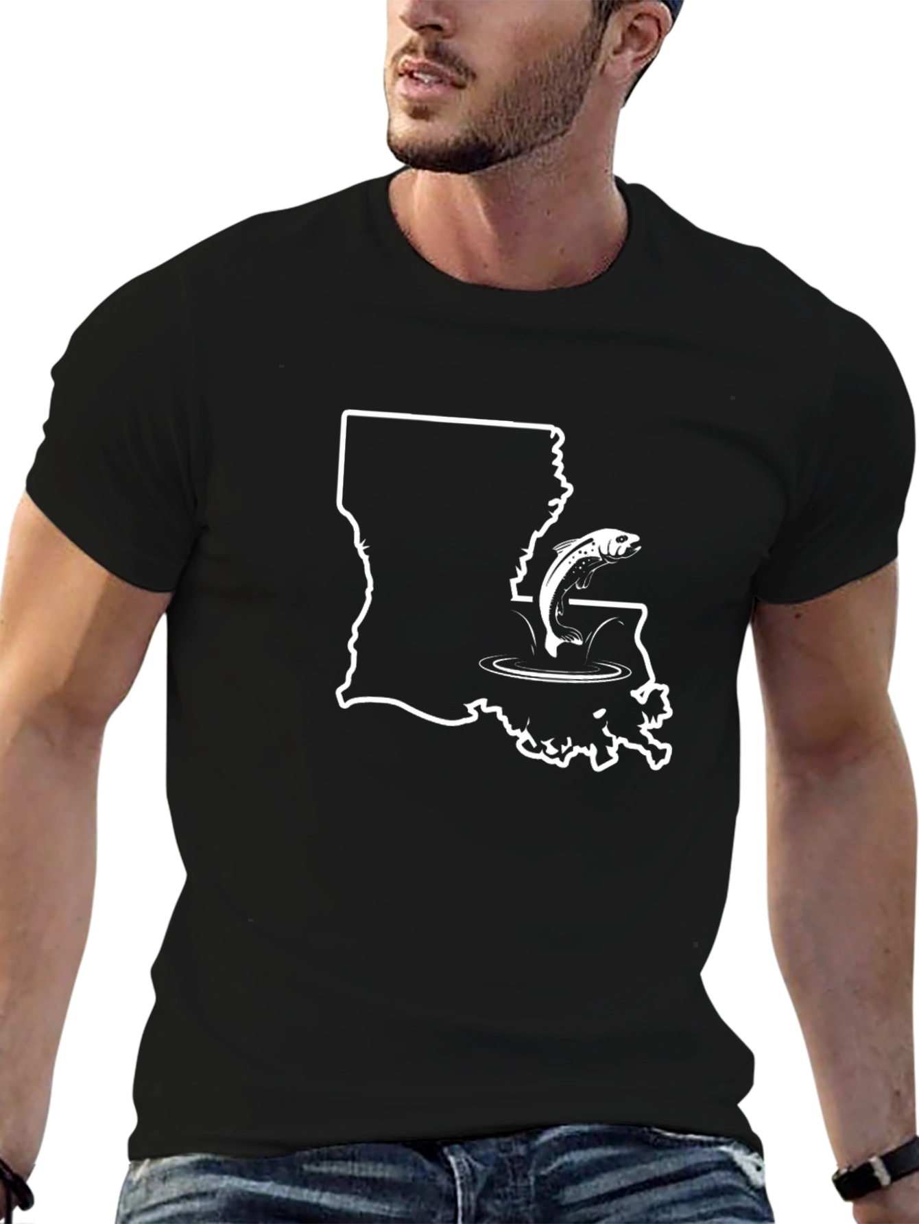 Louisiana Fishing Black T-Shirt