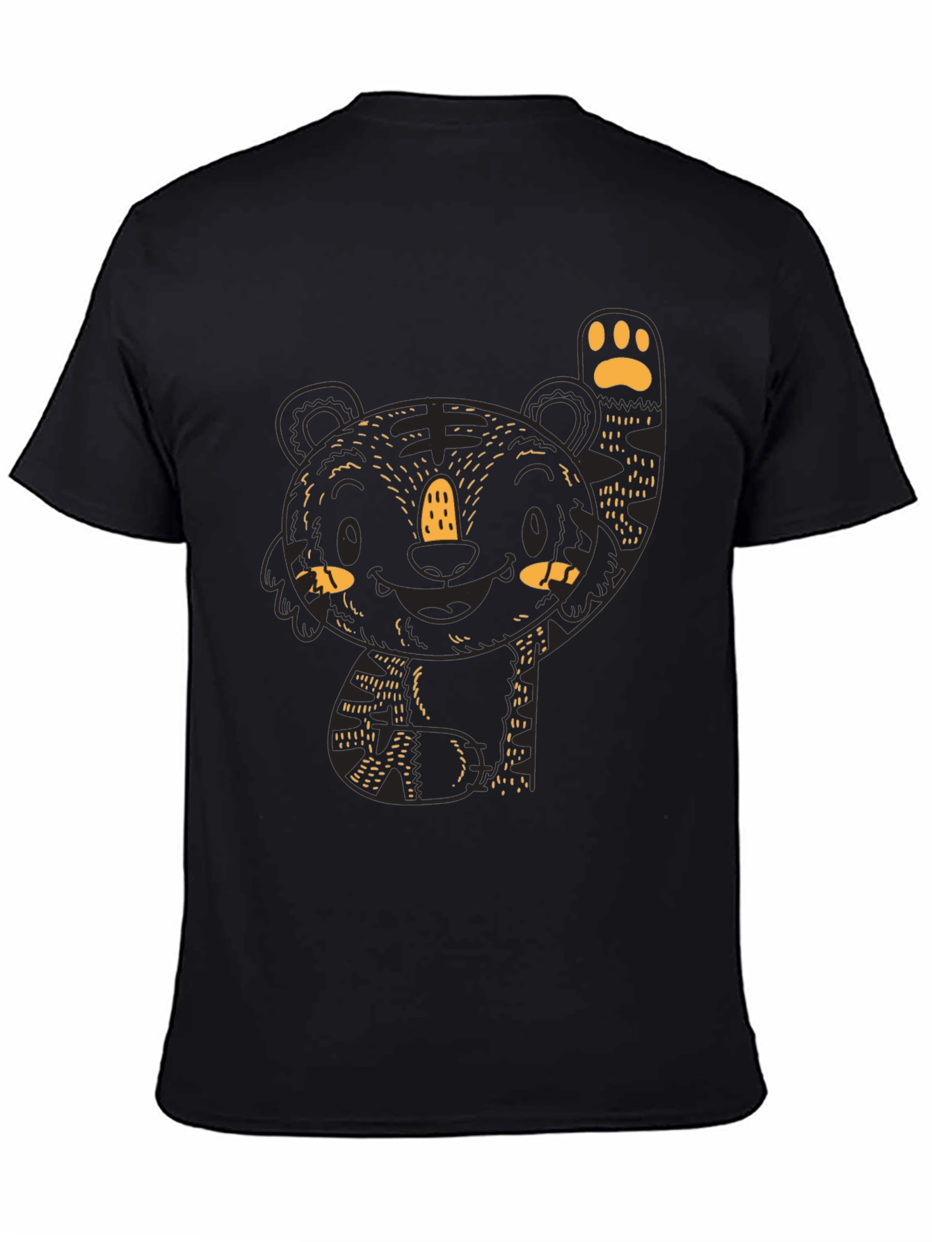 Cute Tiger Graphic Black Tee