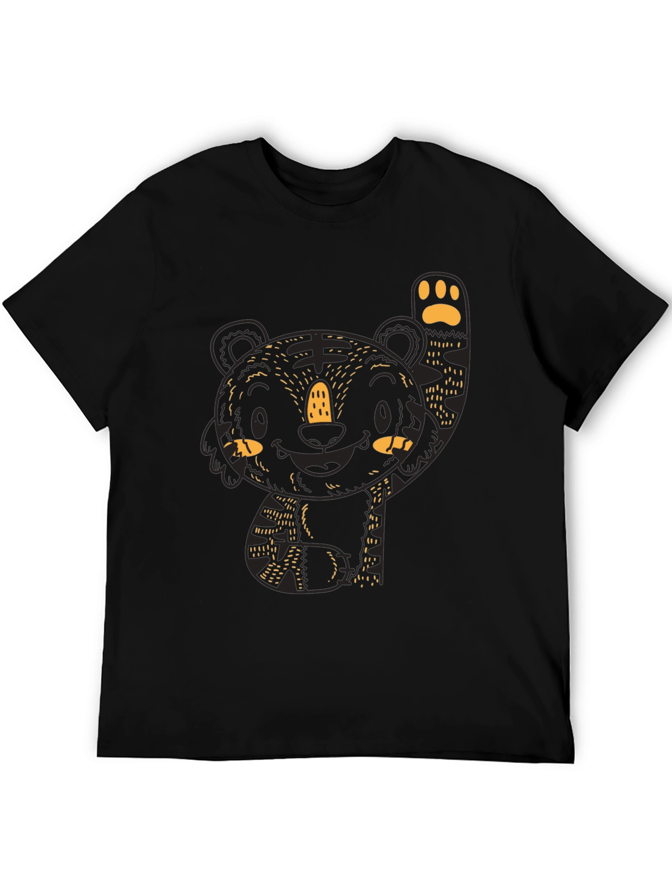 Cute Tiger Graphic Black Tee