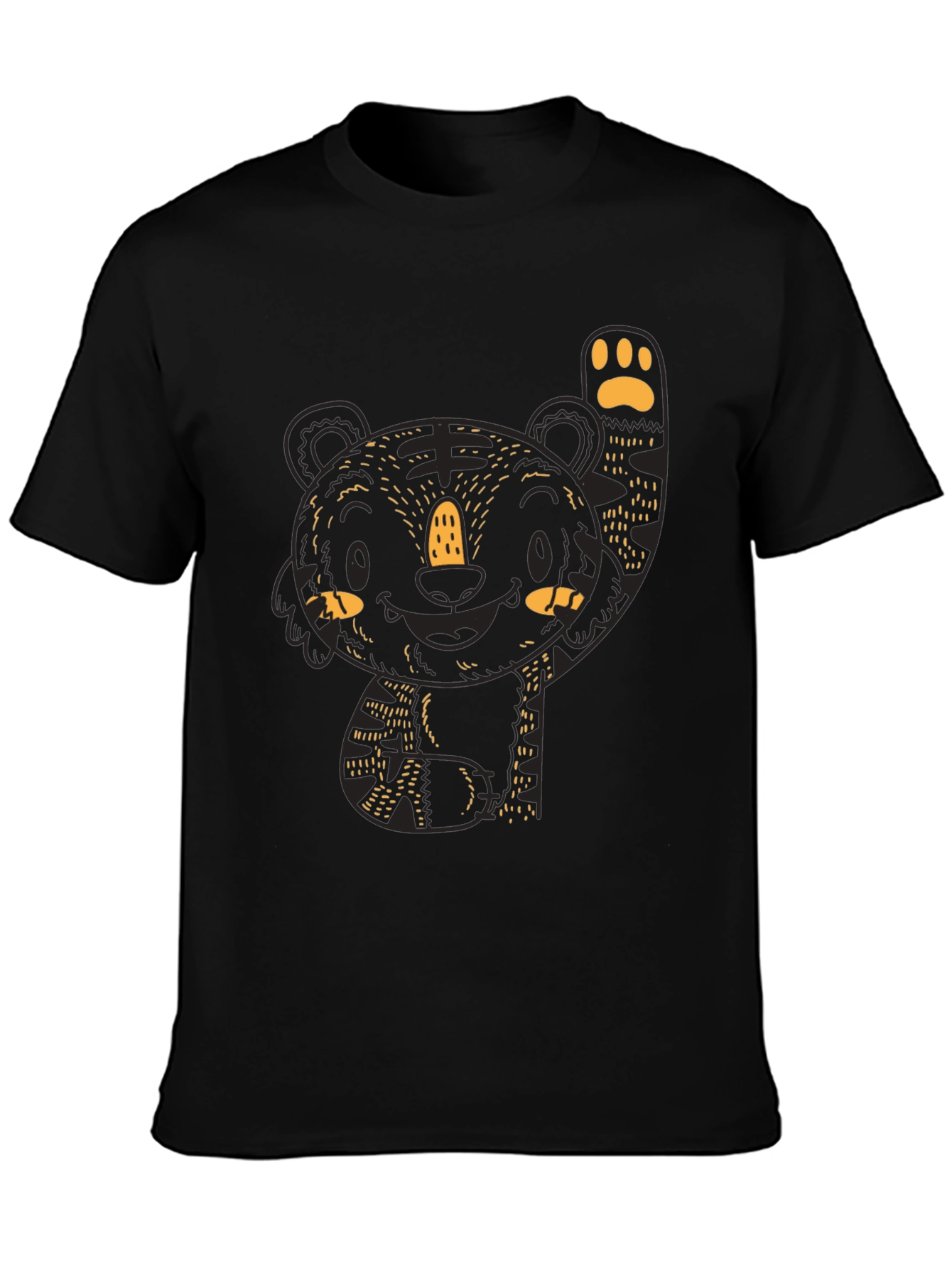 Cute Tiger Graphic Black Tee