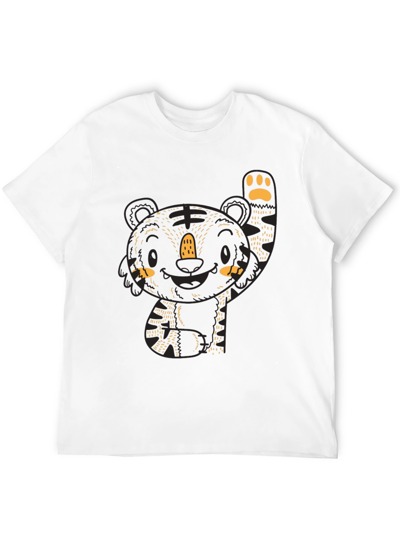 Cute Tiger Graphic Black Tee