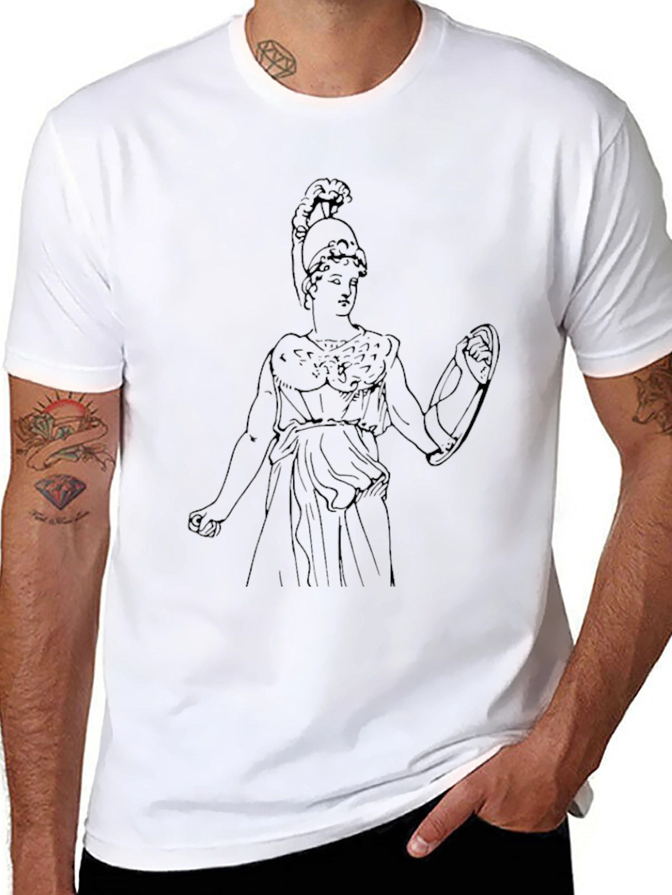 Athena Line Art Graphic Tee - Black