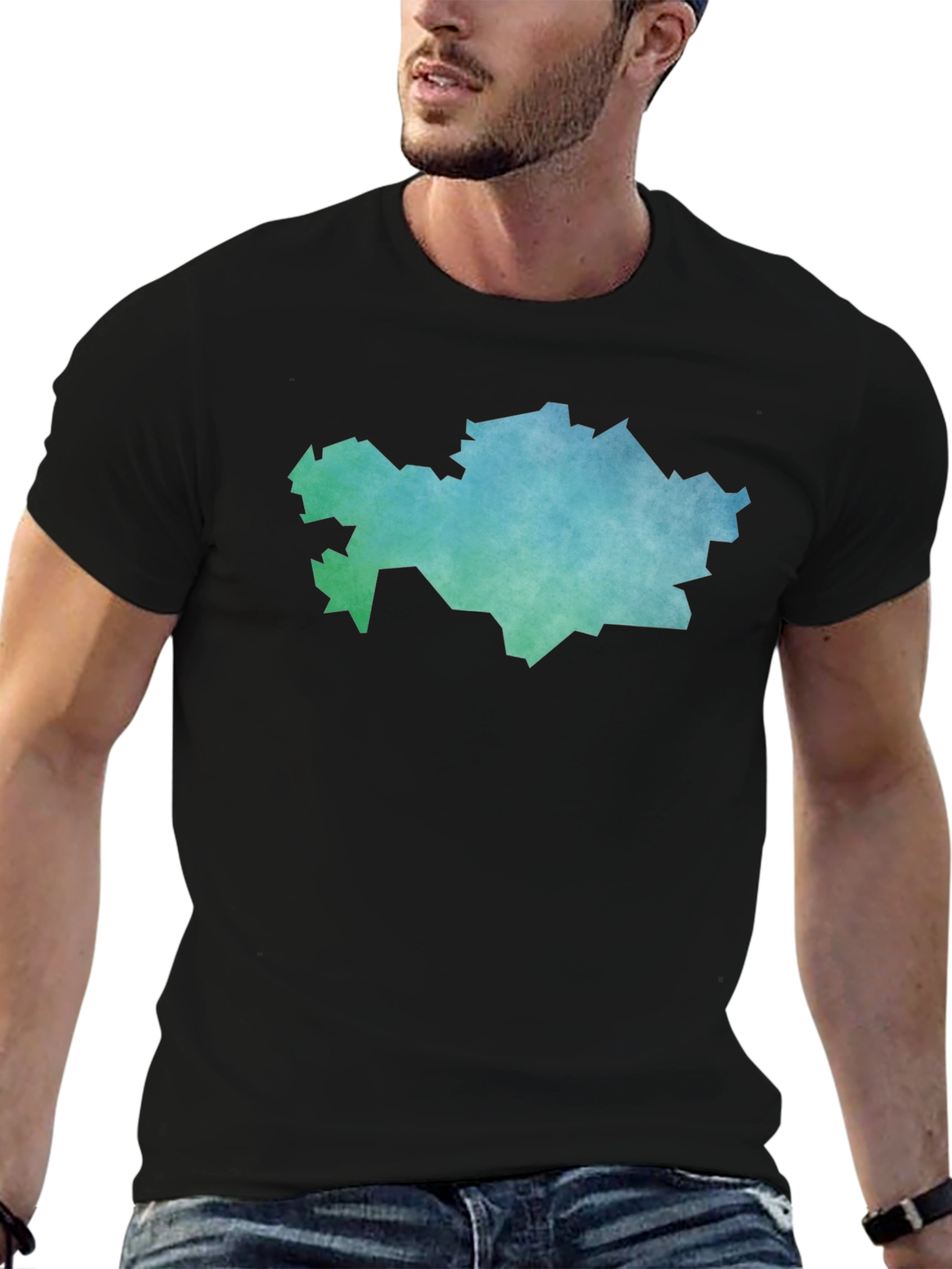 Kazakhstan Map T-Shirt - Black Cotton Tee