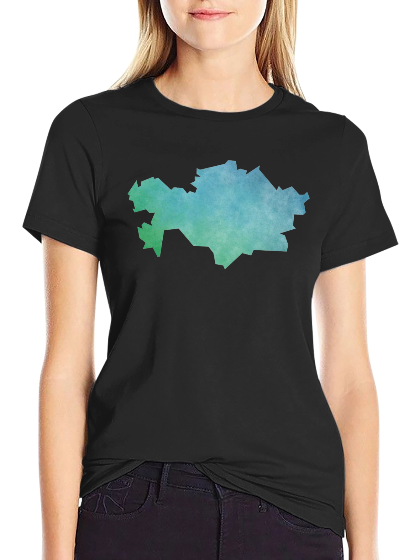 Kazakhstan Map T-Shirt - Black Cotton Tee