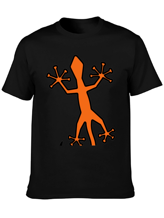 Black T-Shirt with Orange Gecko Graphic