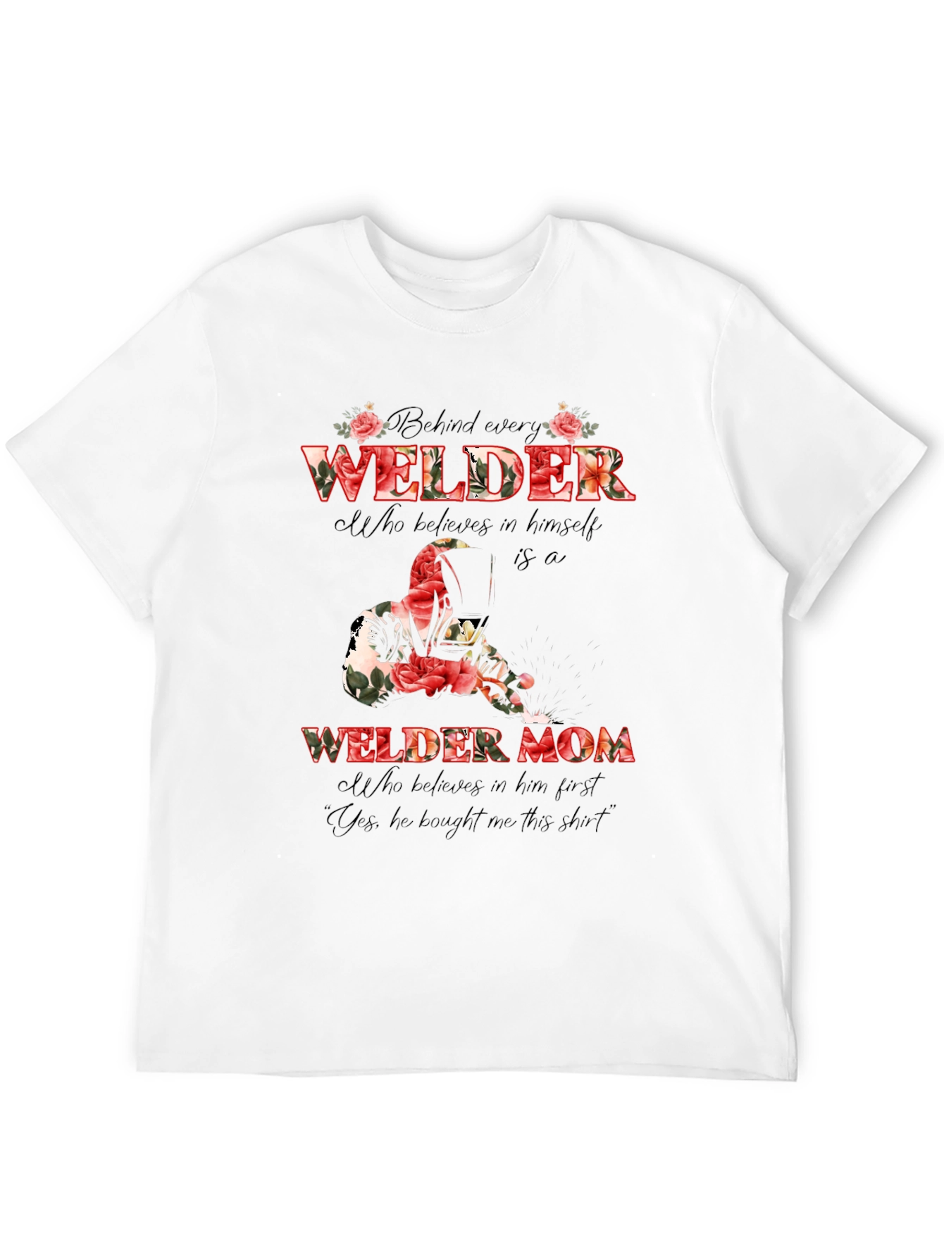 Welder Mom Floral Graphic T-Shirt - Black