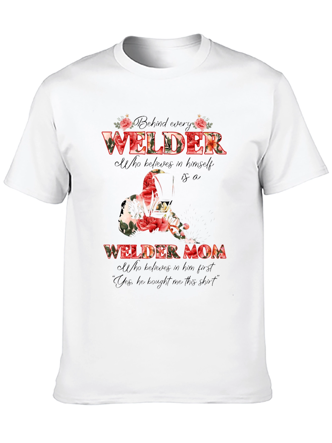 Welder Mom Floral Graphic T-Shirt - Black