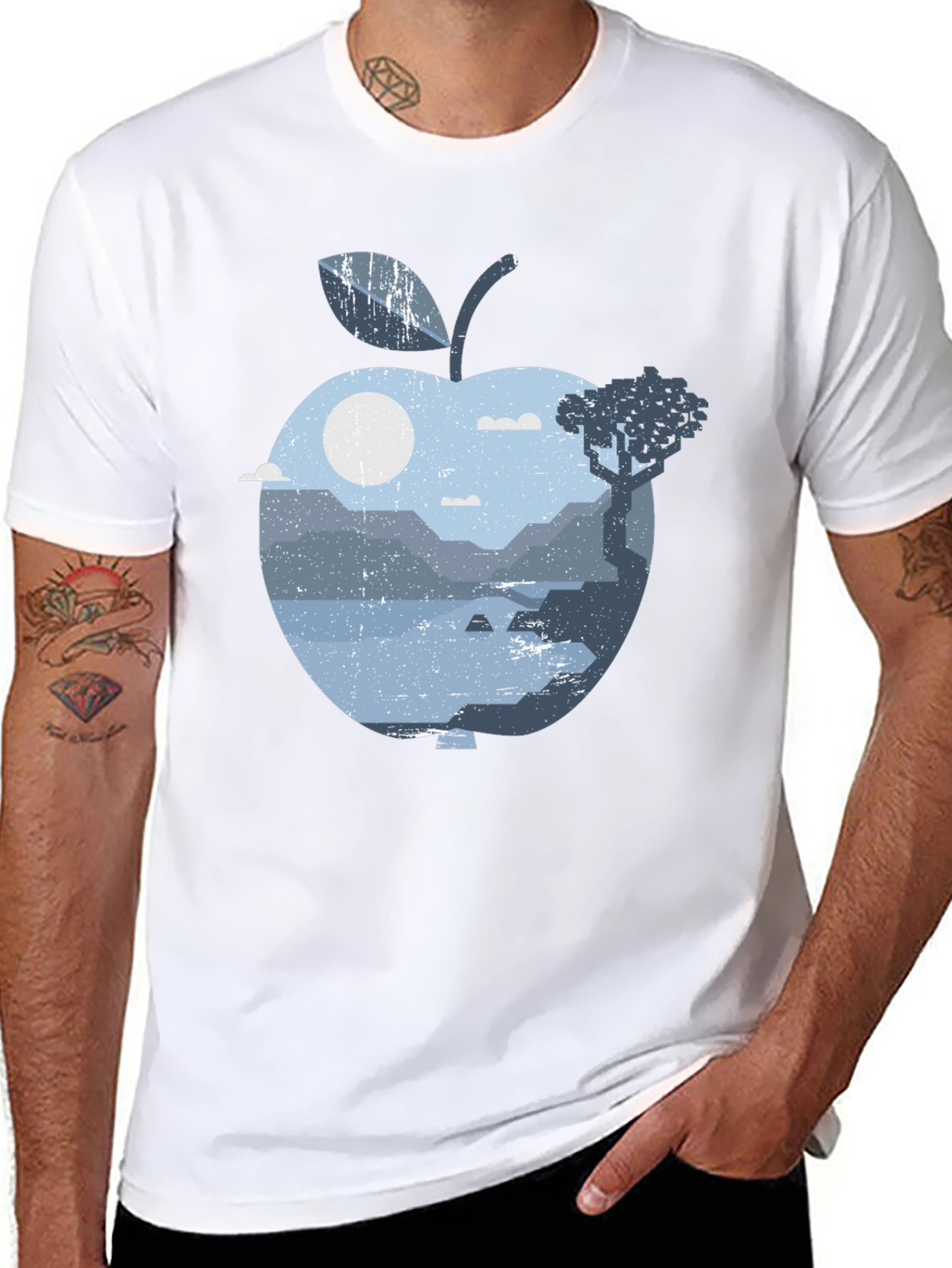 Nature Apple Graphic Tee - Black