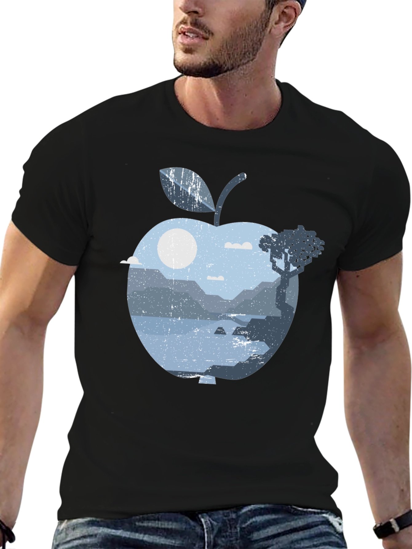 Nature Apple Graphic Tee - Black