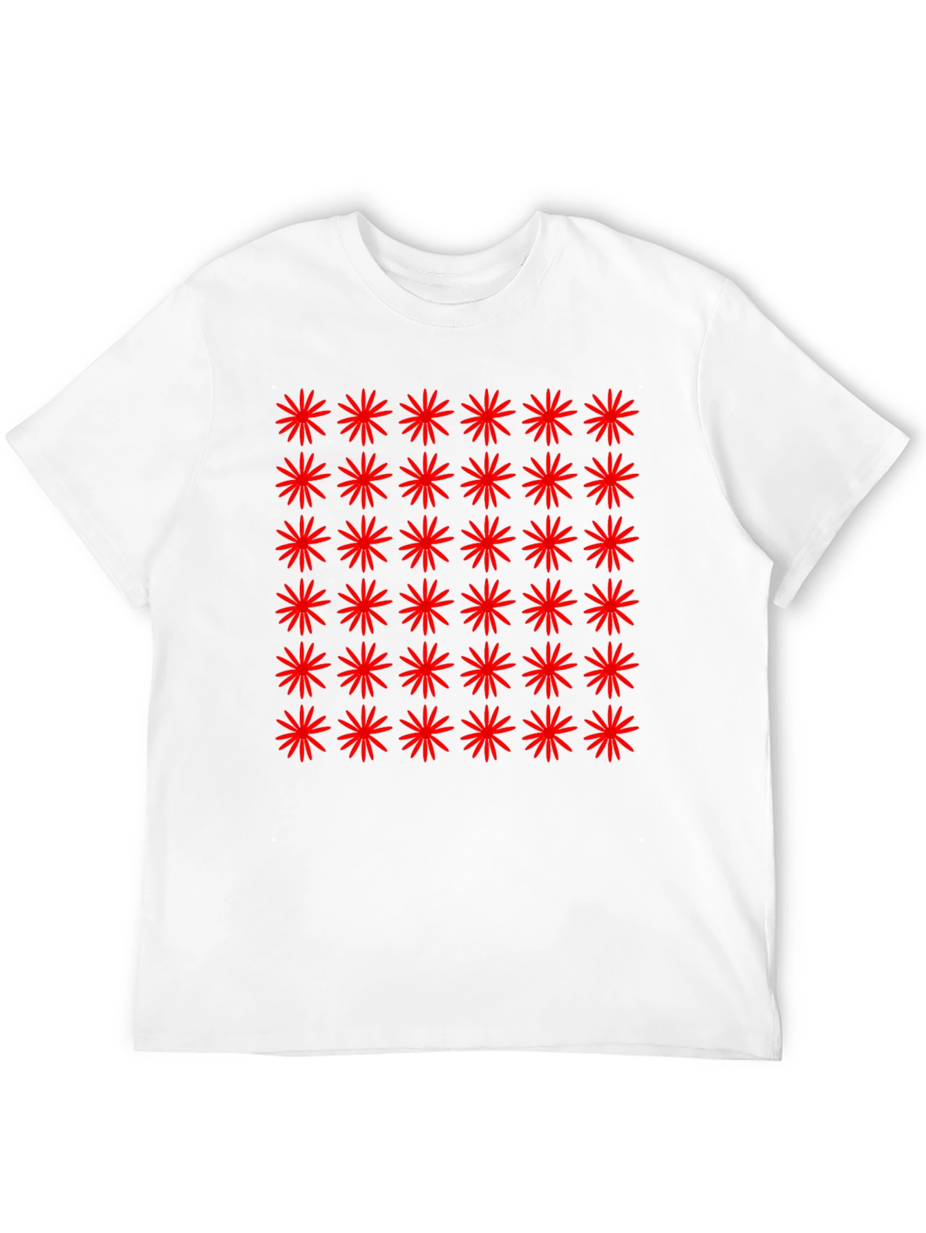 Red Starburst Pattern Black T-Shirt