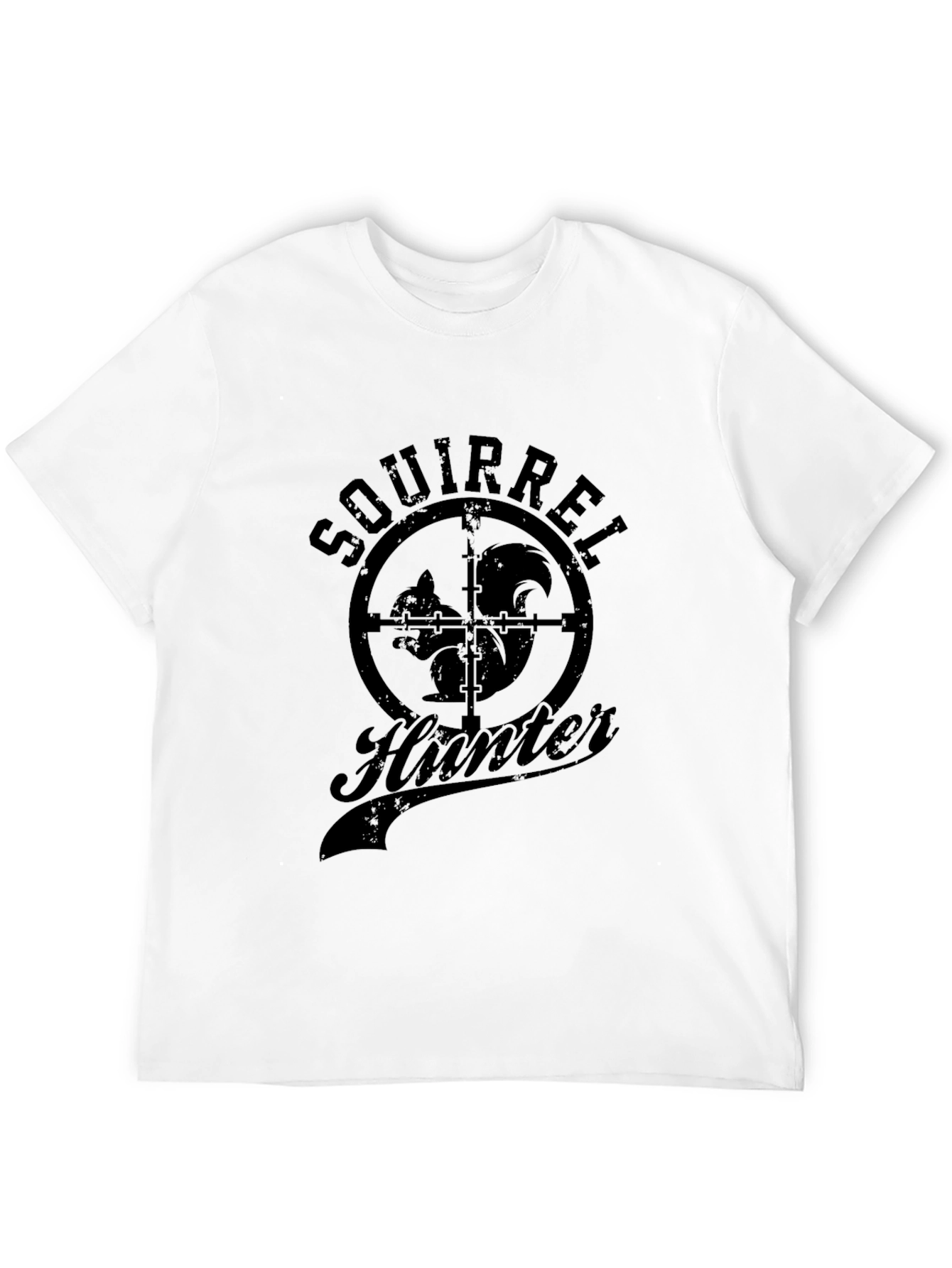 Squirrel Hunter Graphic Tee - Black Cotton T-Shirt