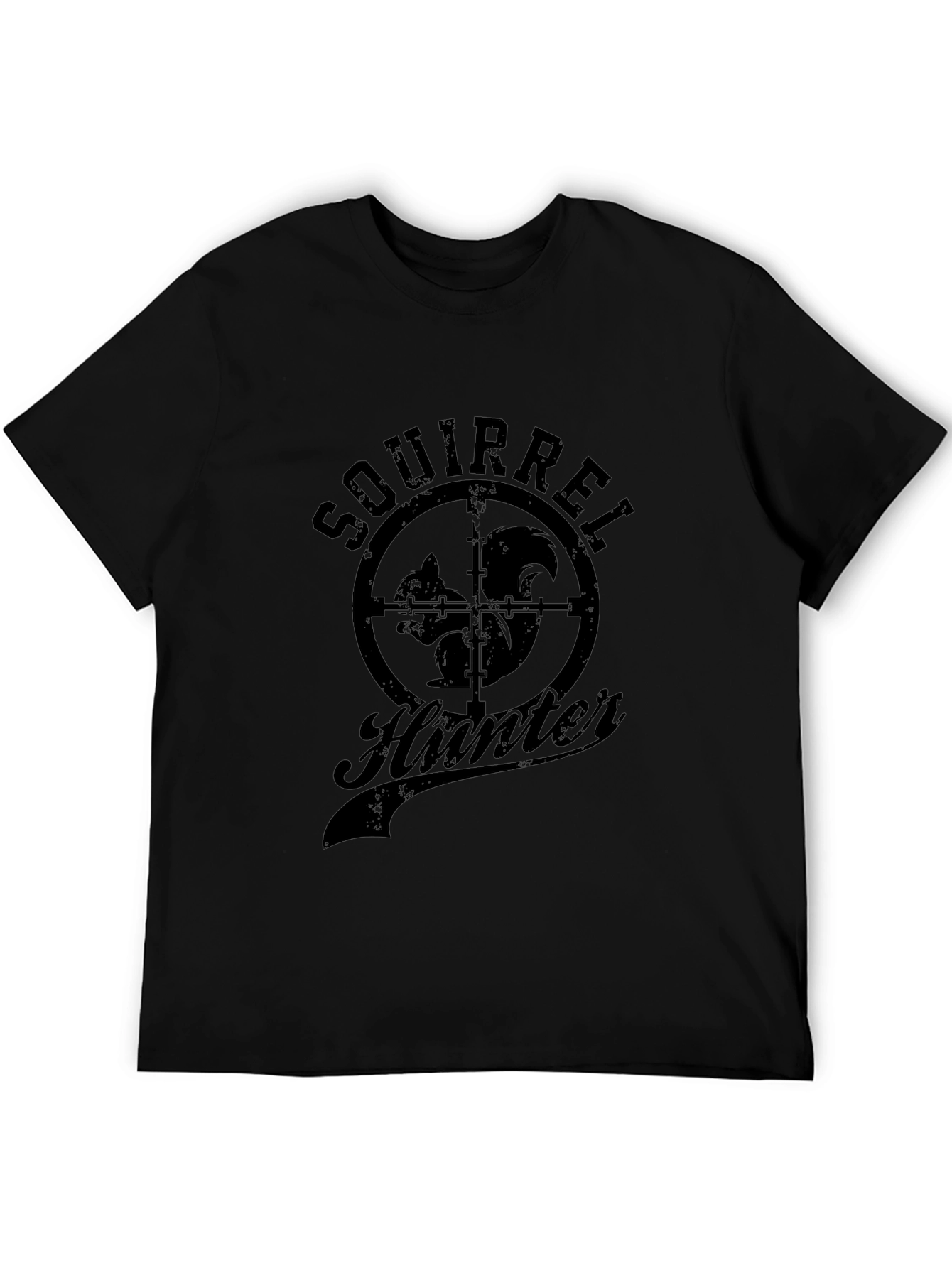 Squirrel Hunter Graphic Tee - Black Cotton T-Shirt