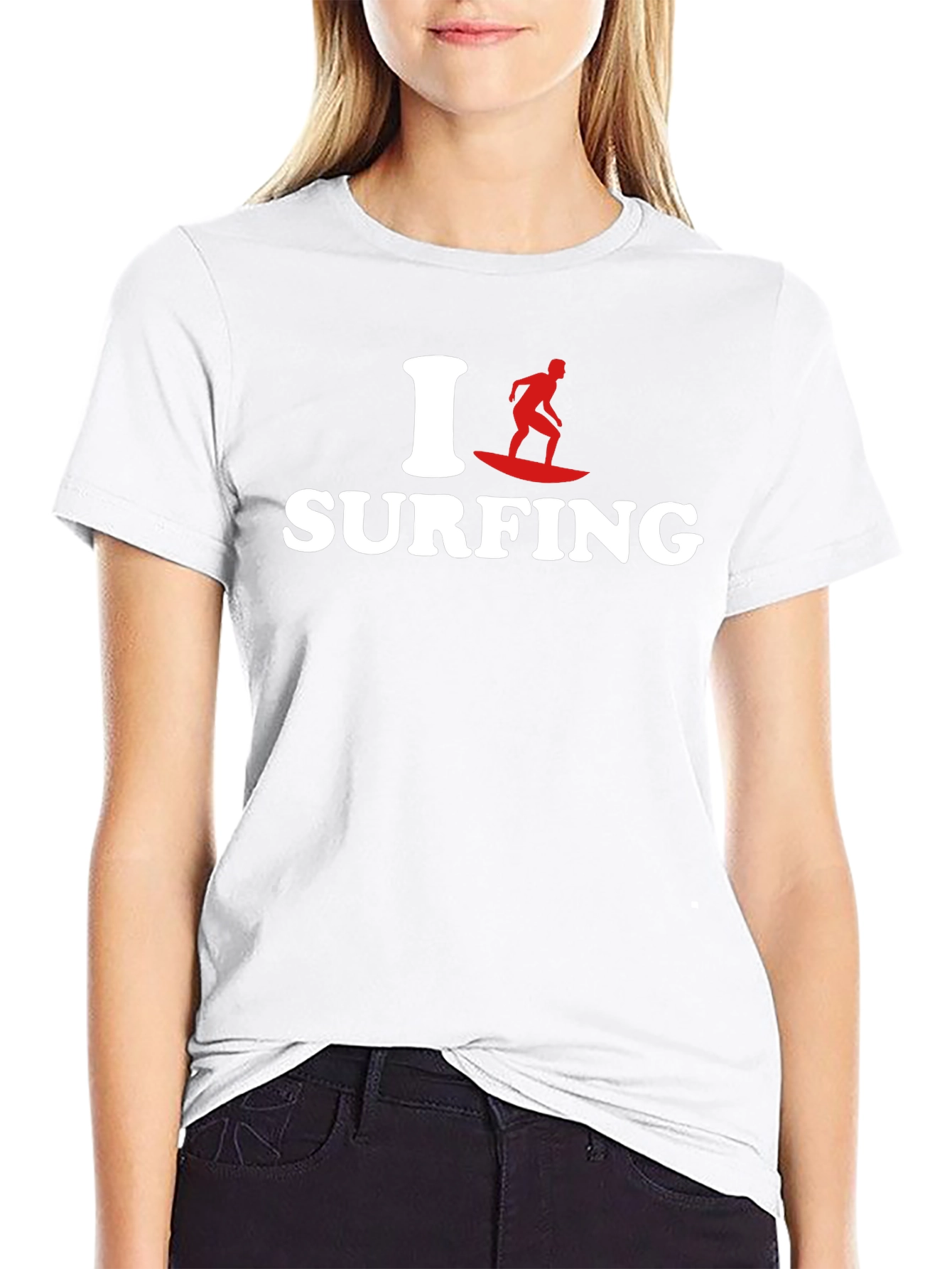 I Love Surfing Graphic Tee - Black