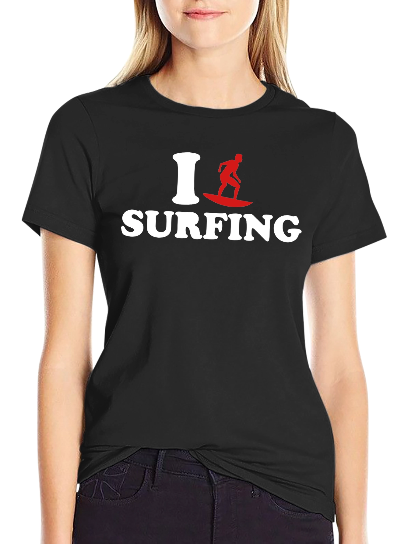 I Love Surfing Graphic Tee - Black