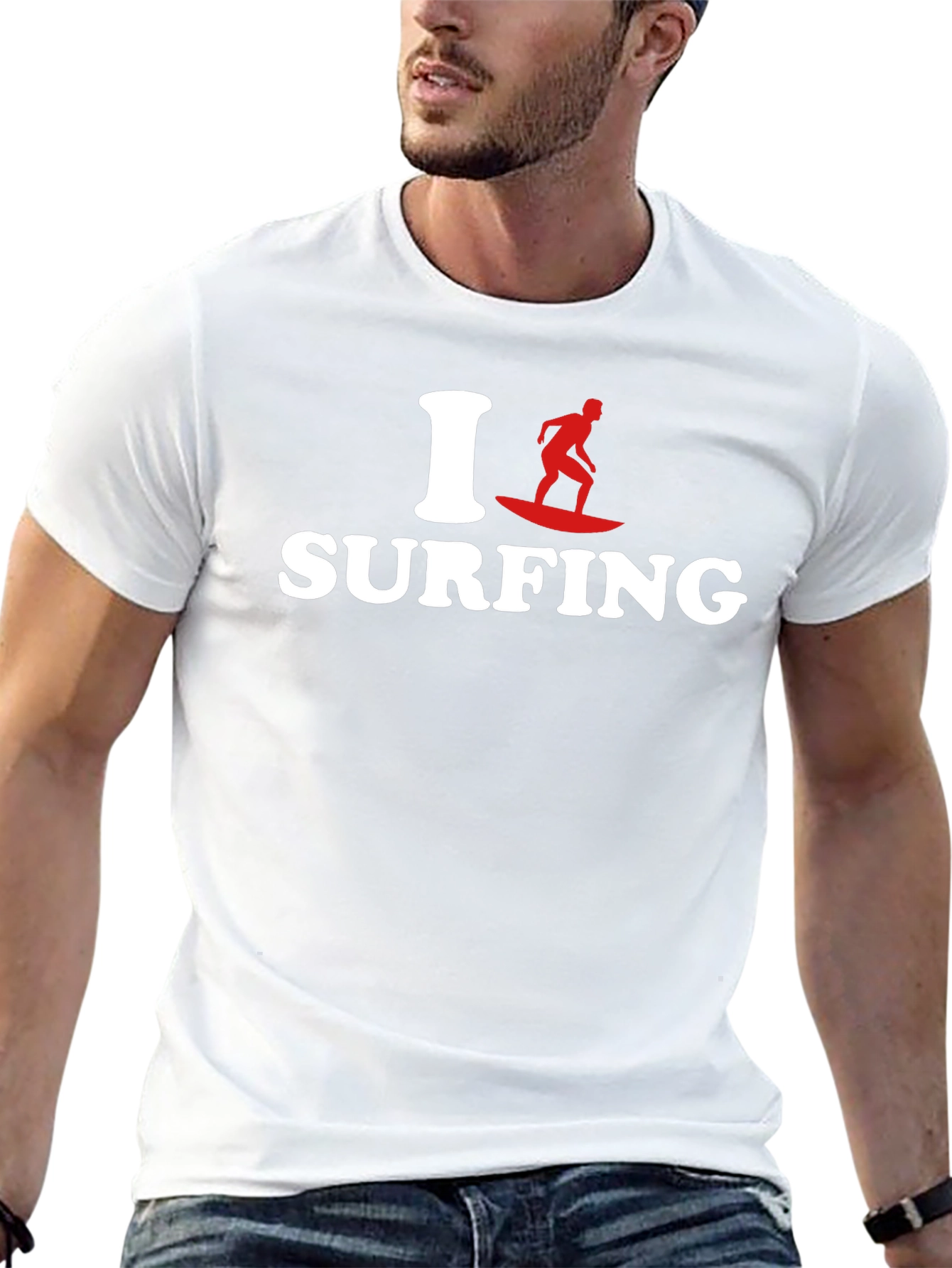I Love Surfing Graphic Tee - Black