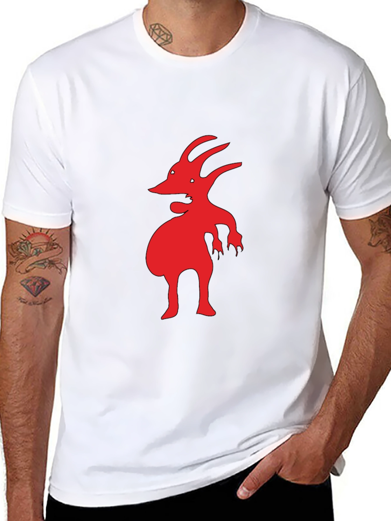Red Creature Graphic Black T-Shirt