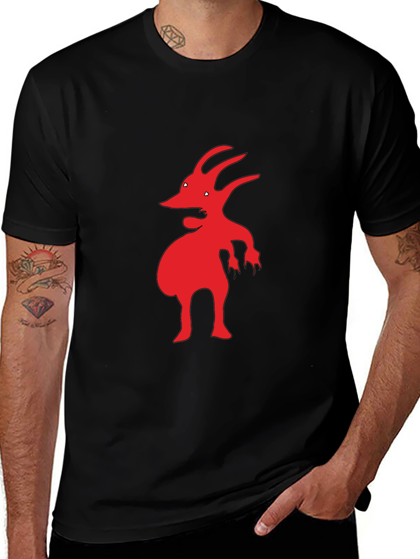 Red Creature Graphic Black T-Shirt