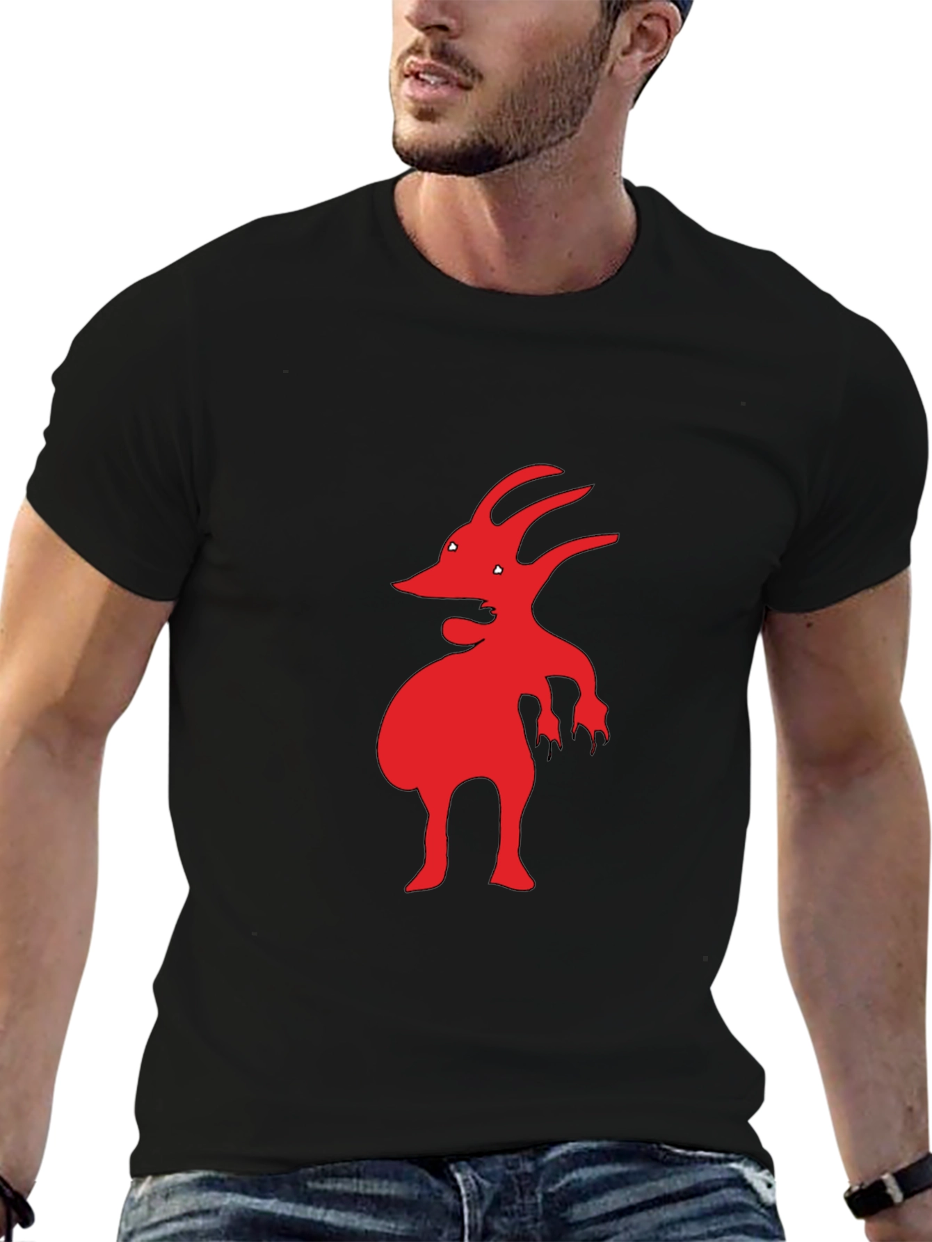 Red Creature Graphic Black T-Shirt
