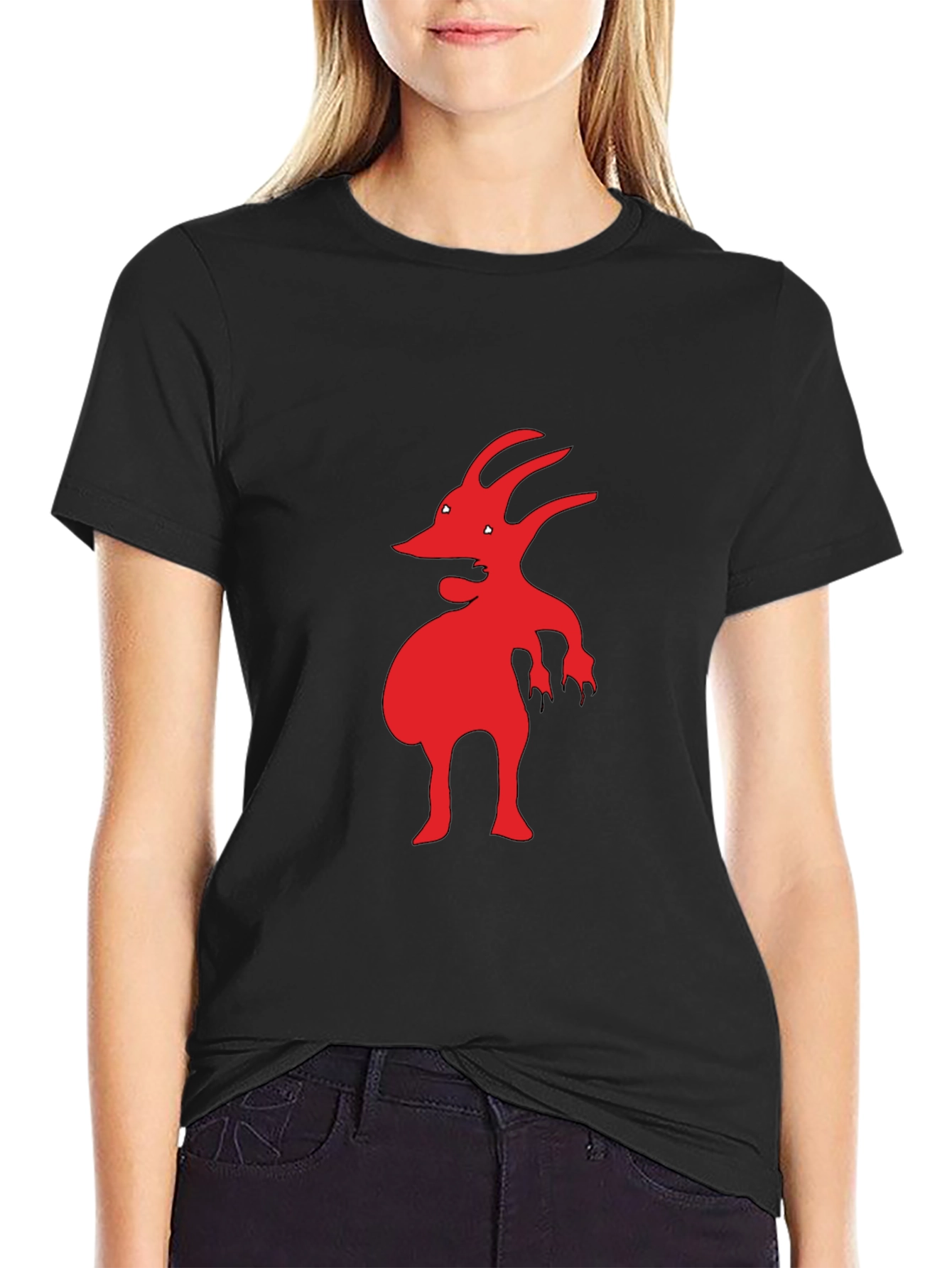 Red Creature Graphic Black T-Shirt