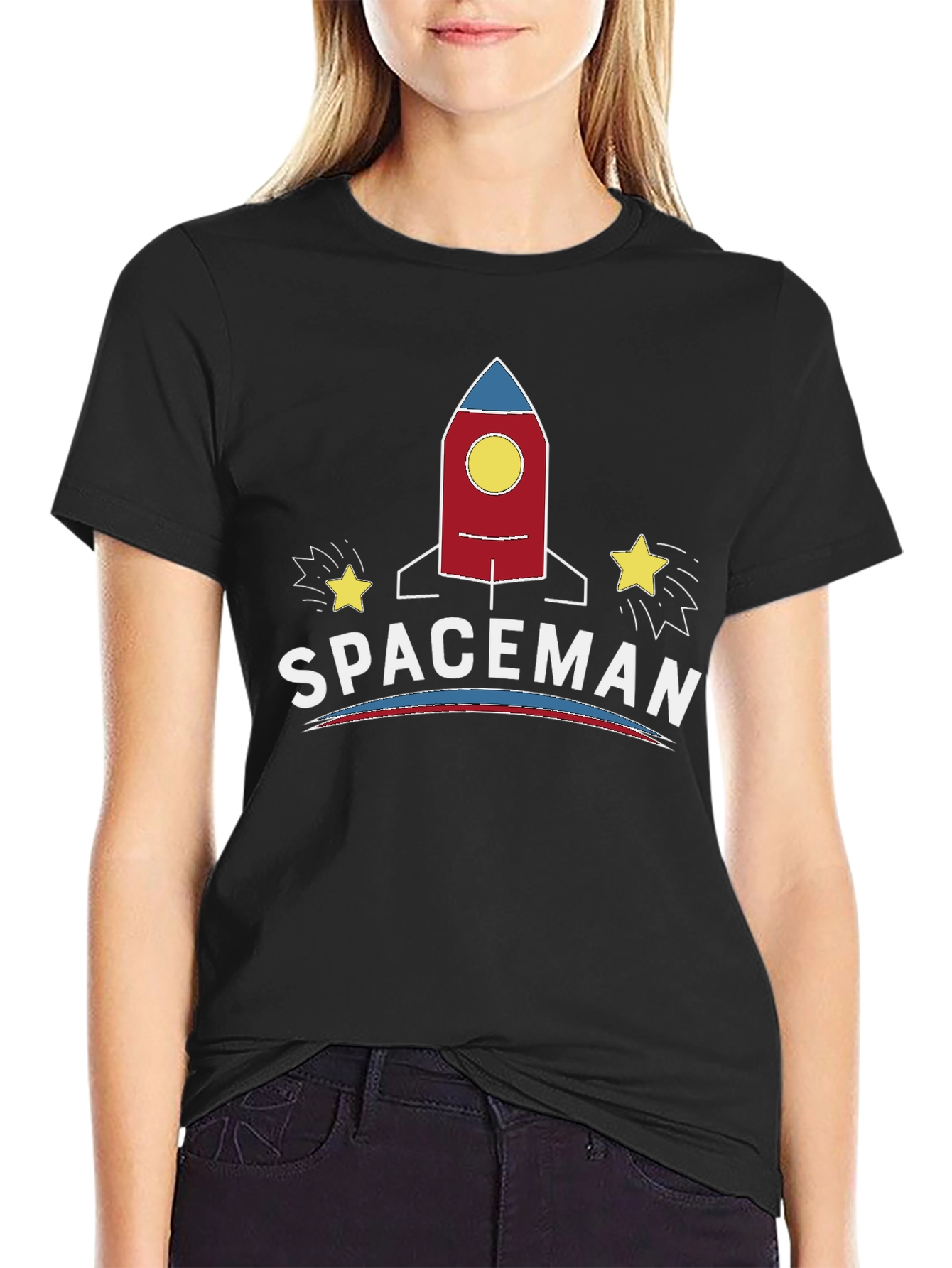 Spaceman Graphic T-Shirt - Retro Rocket Design