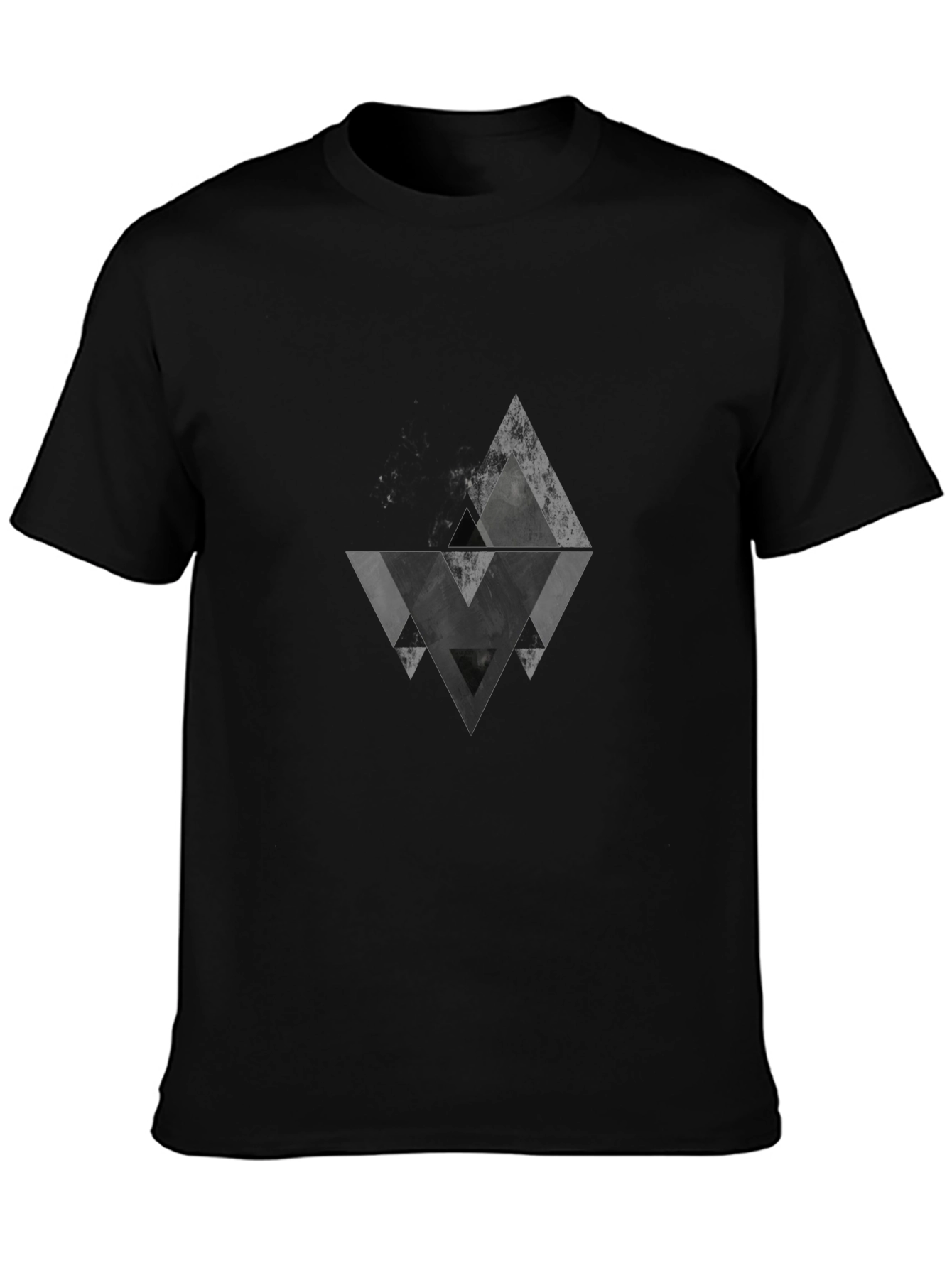 Geometric Triangle Graphic Black T-Shirt
