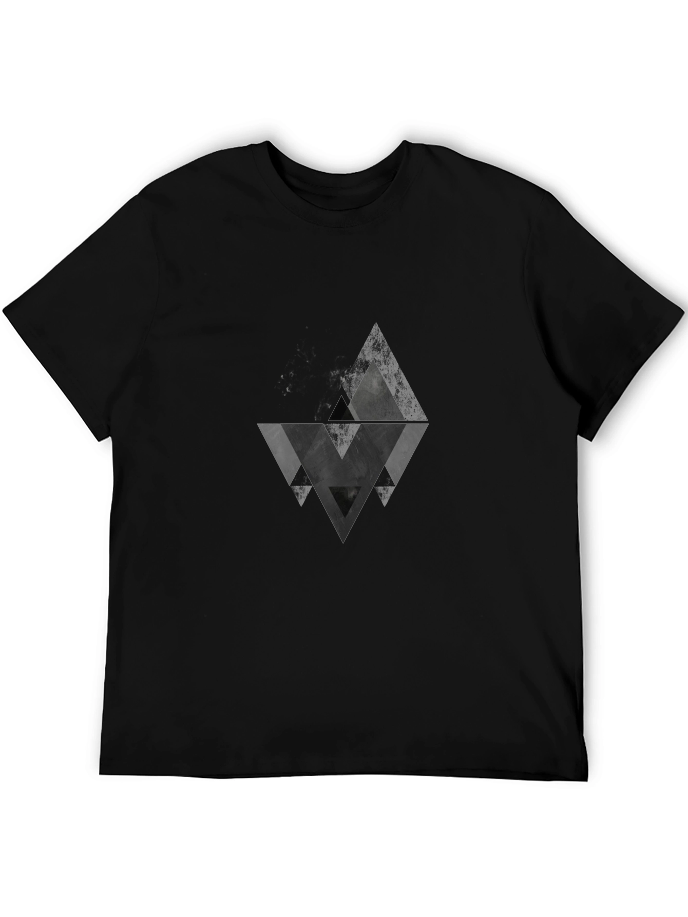 Geometric Triangle Graphic Black T-Shirt
