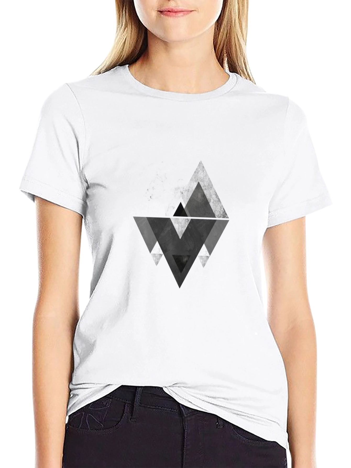 Geometric Triangle Graphic Black T-Shirt