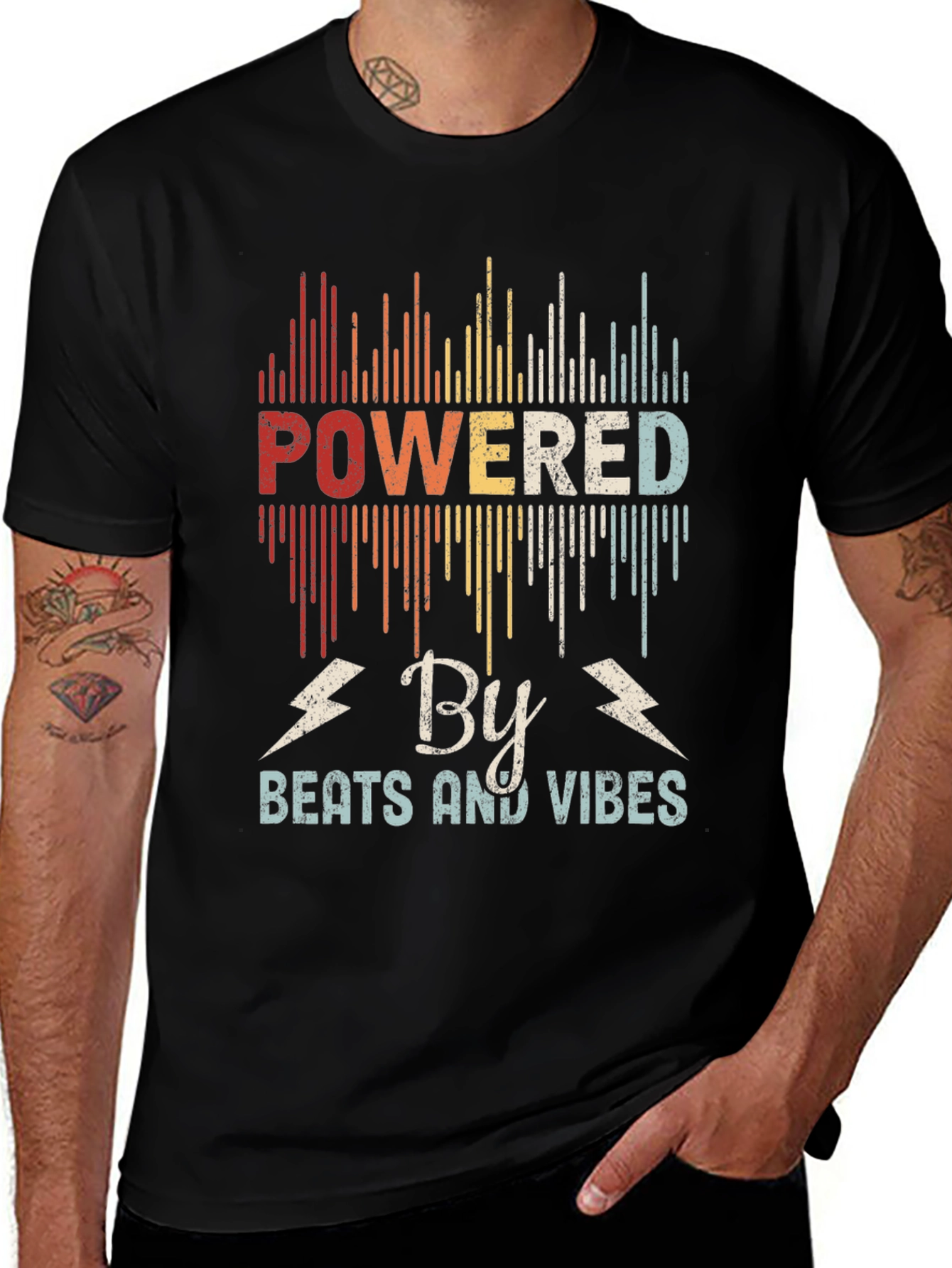 Powered By Beats and Vibes Retro T-Shirt