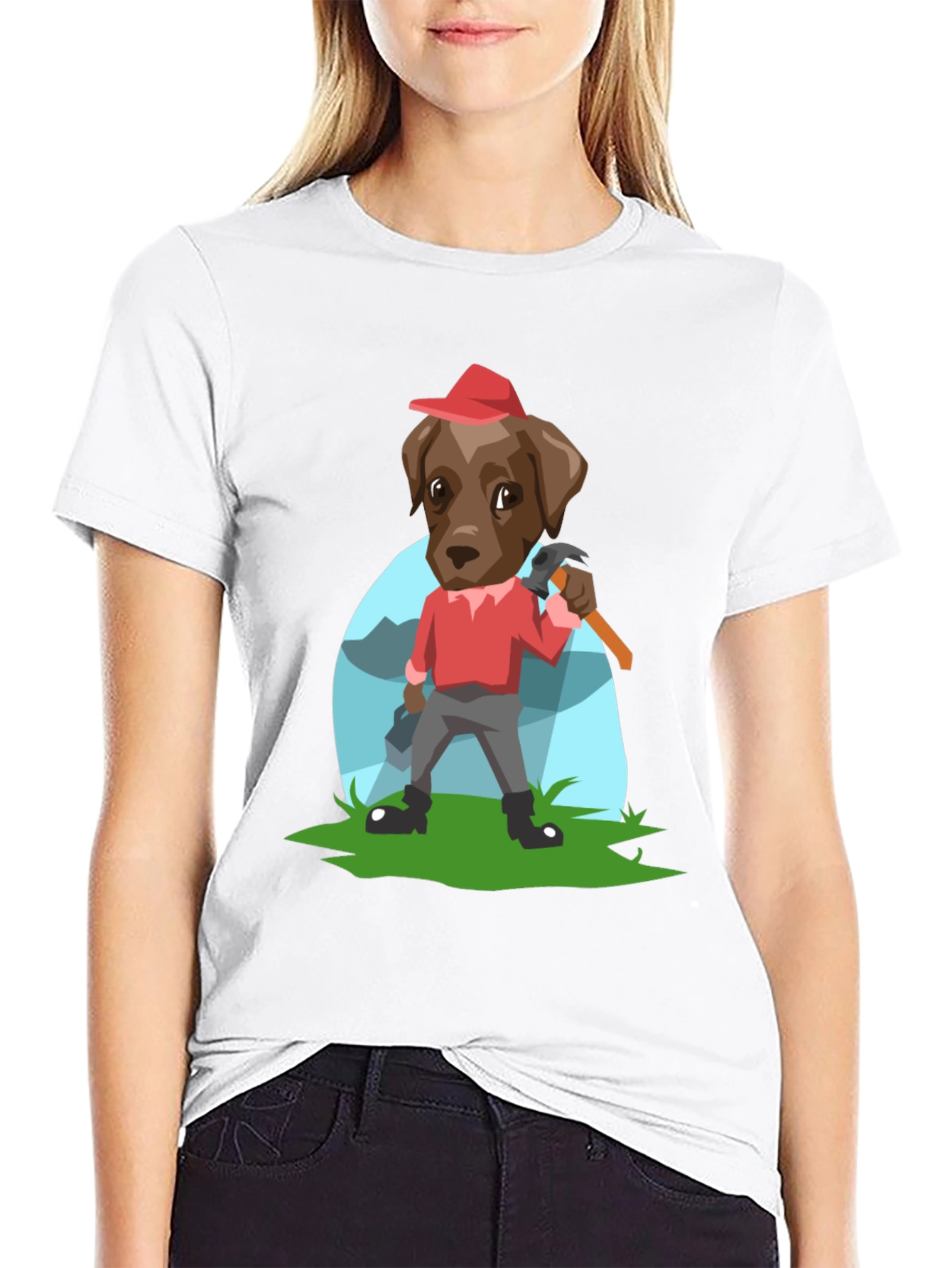 Cartoon Dog Lumberjack T-Shirt