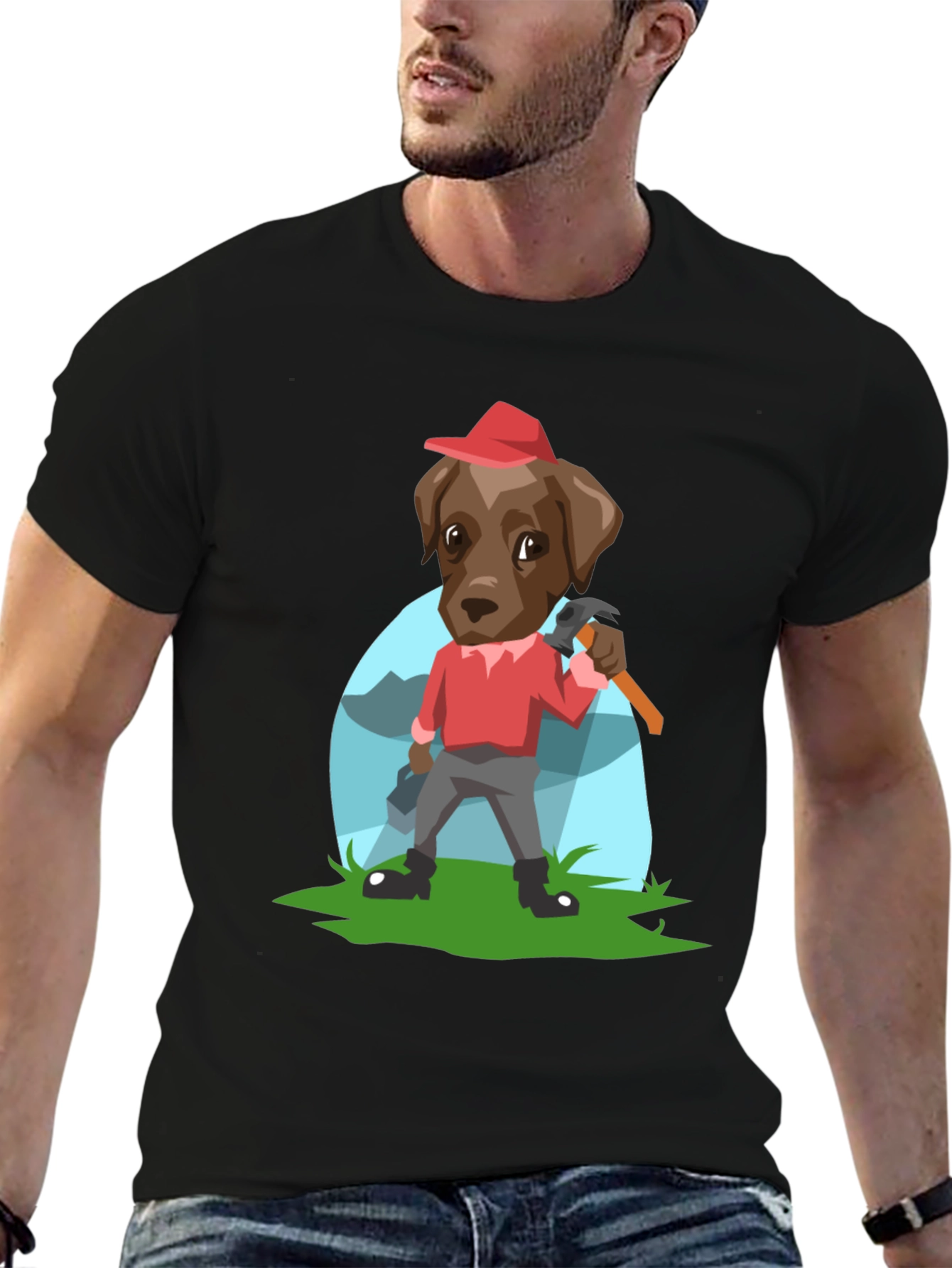 Cartoon Dog Lumberjack T-Shirt
