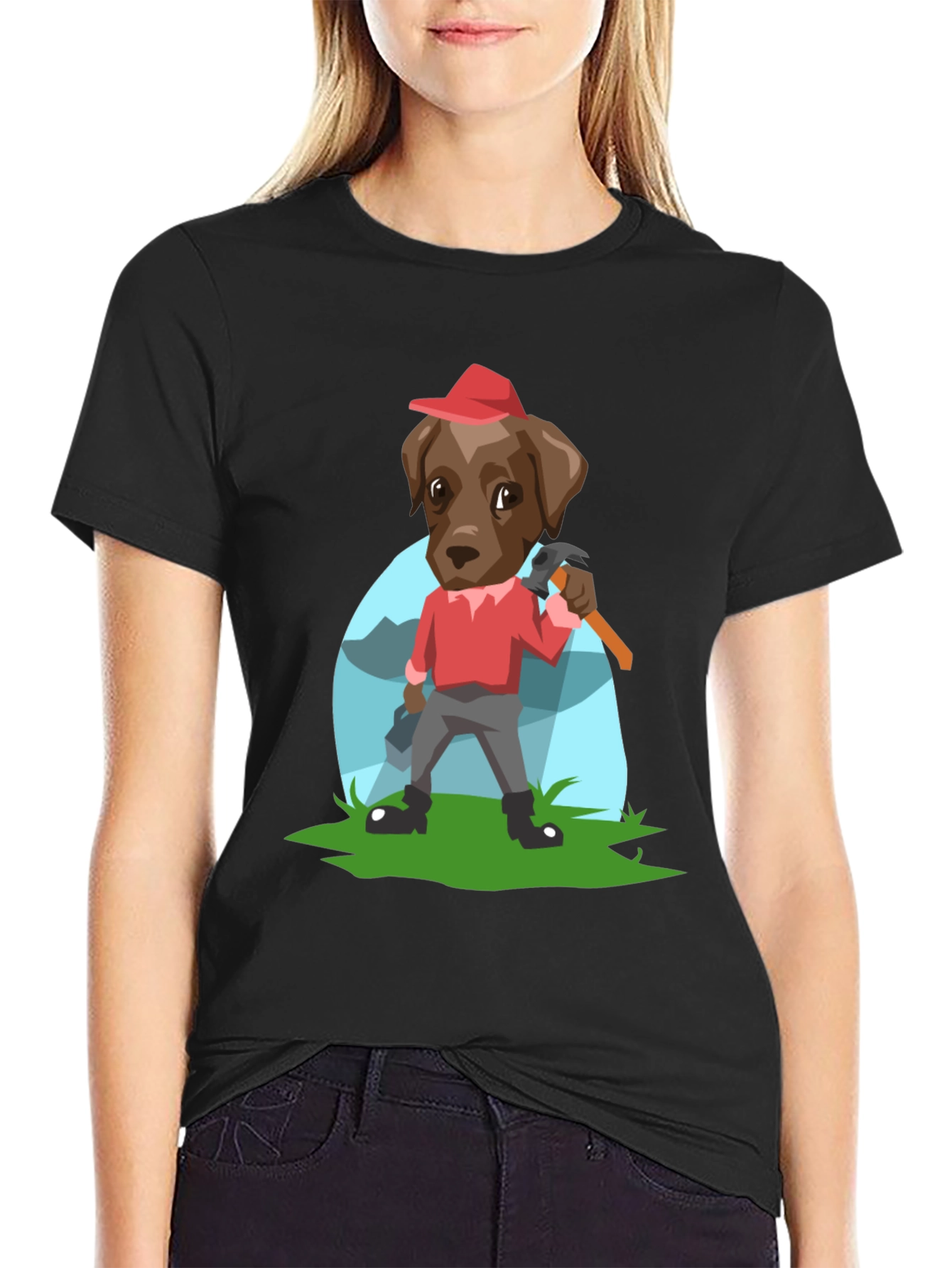 Cartoon Dog Lumberjack T-Shirt