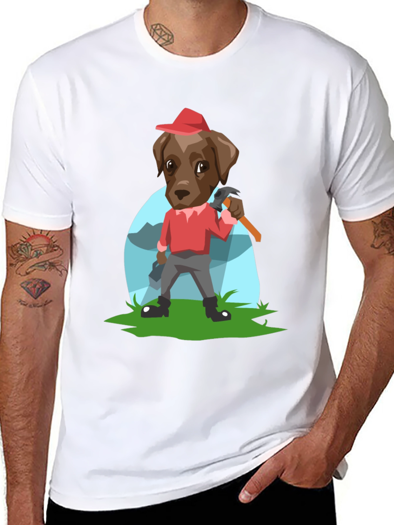 Cartoon Dog Lumberjack T-Shirt