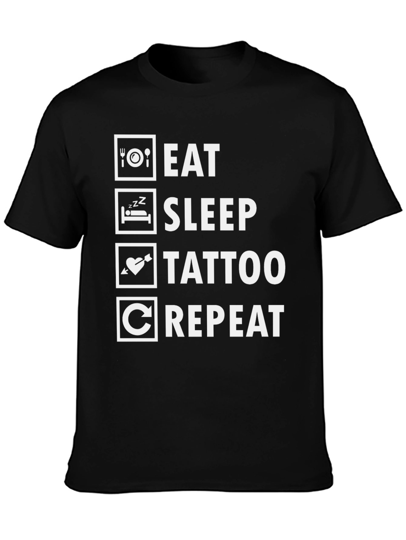 Eat Sleep Tattoo Repeat Black Graphic Tee