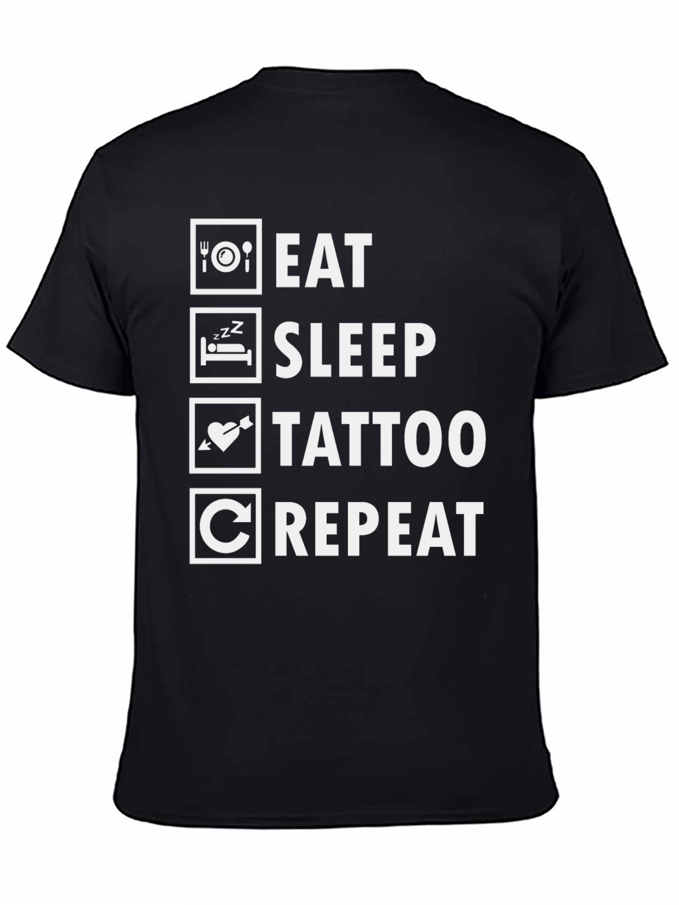 Eat Sleep Tattoo Repeat Black Graphic Tee