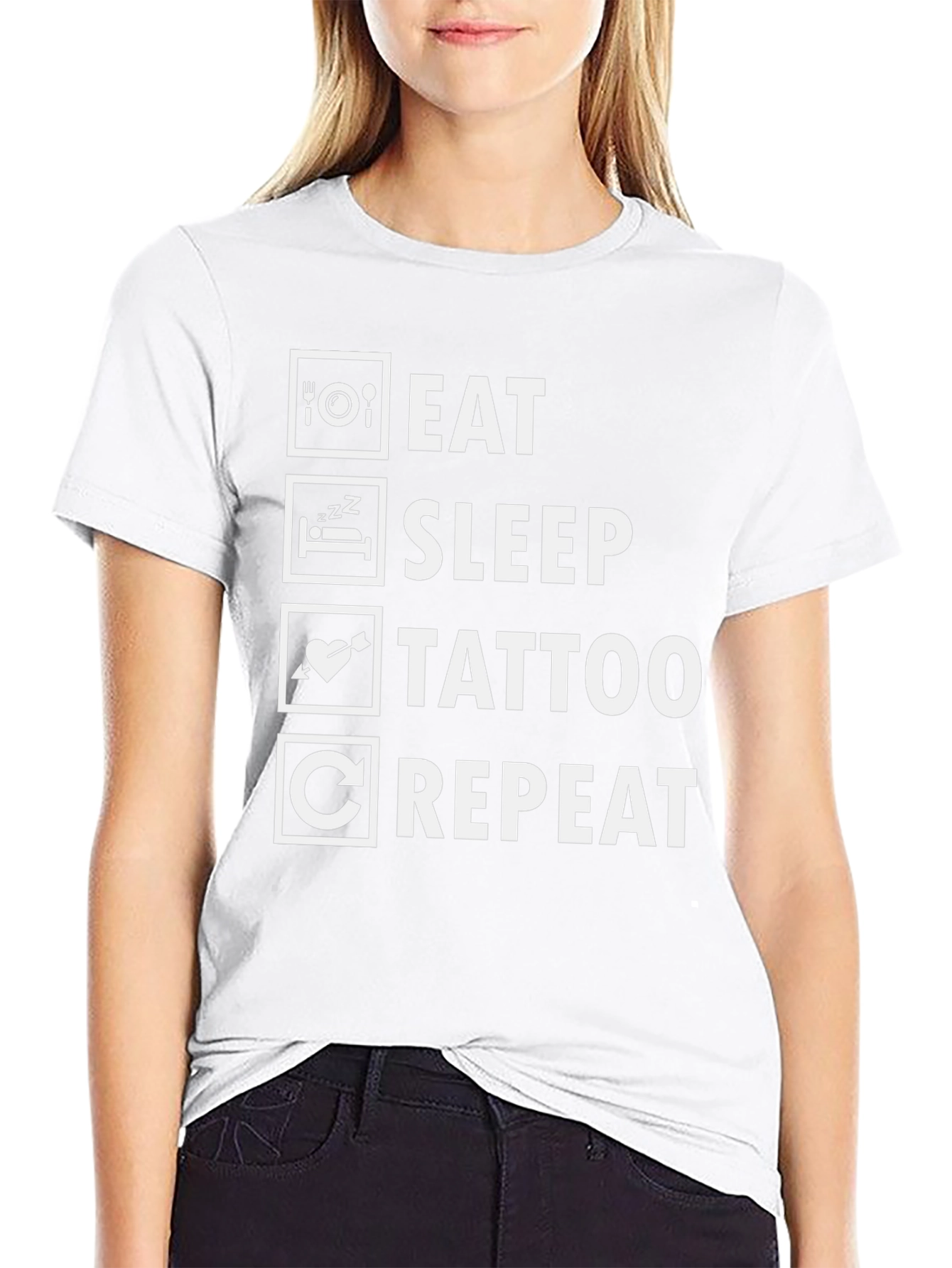 Eat Sleep Tattoo Repeat Black Graphic Tee