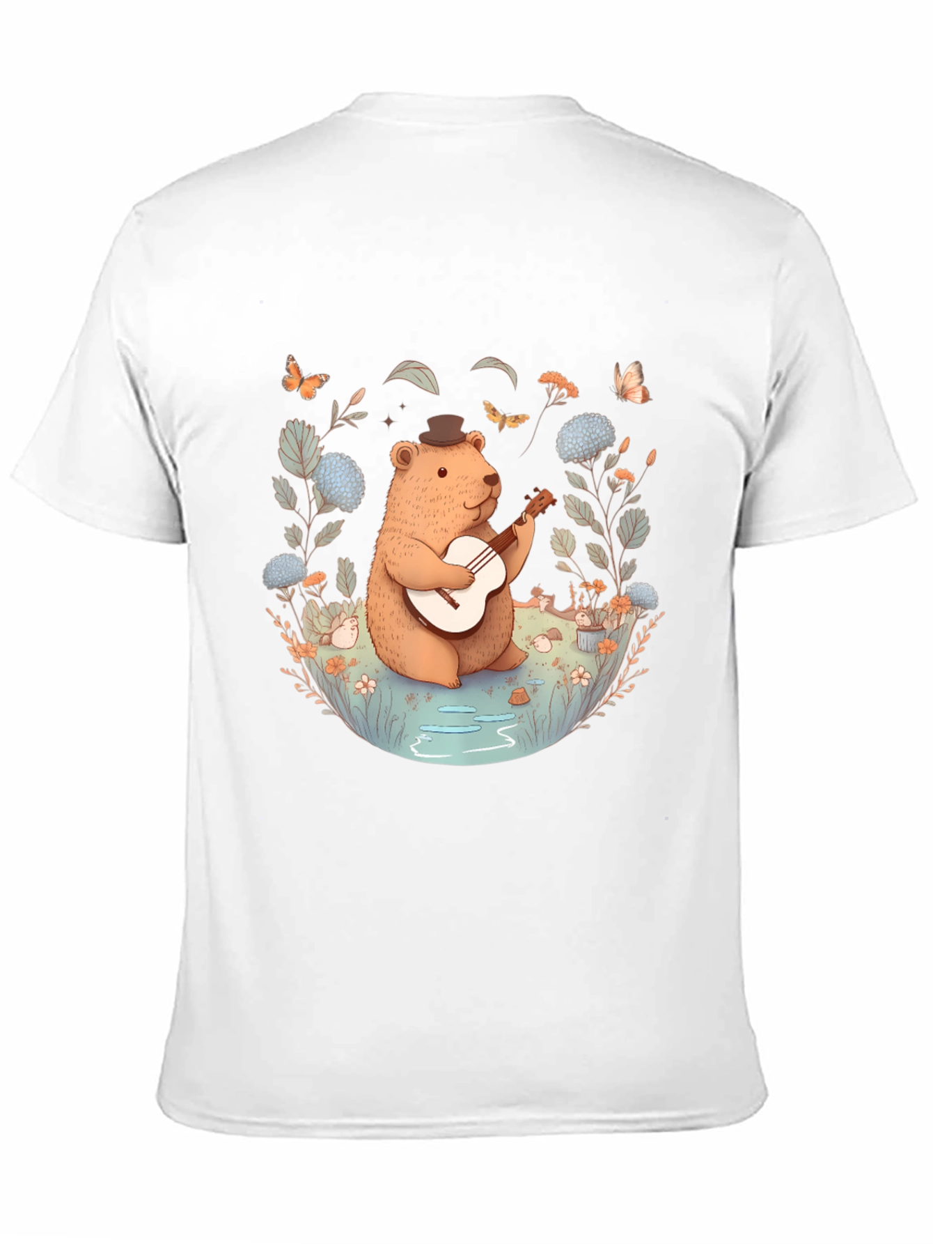 Bear Playing Guitar Graphic Tee - Black