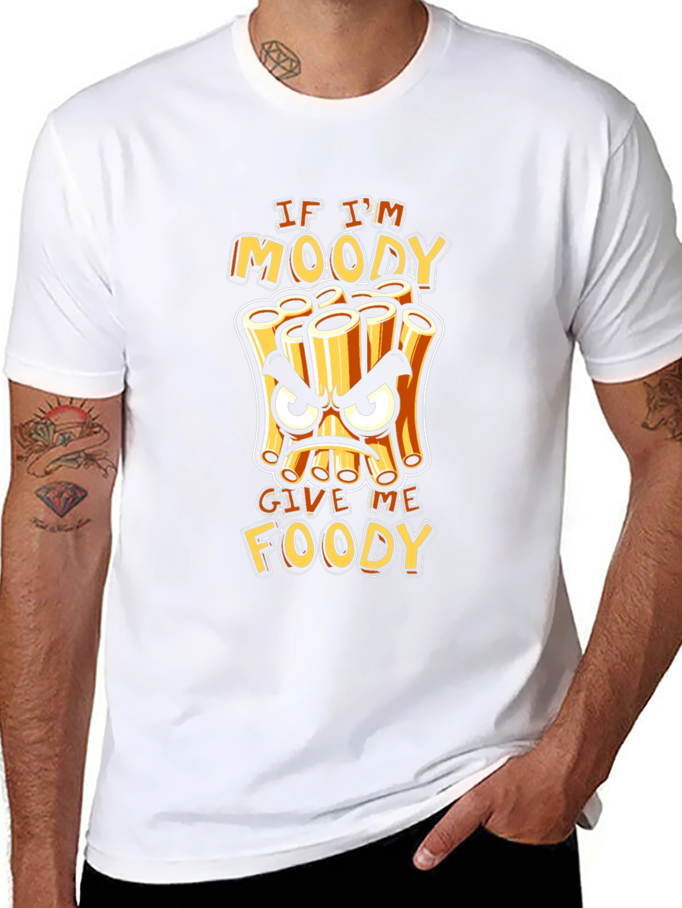 Moody Foody T-Shirt - Funny Pasta Cartoon Tee
