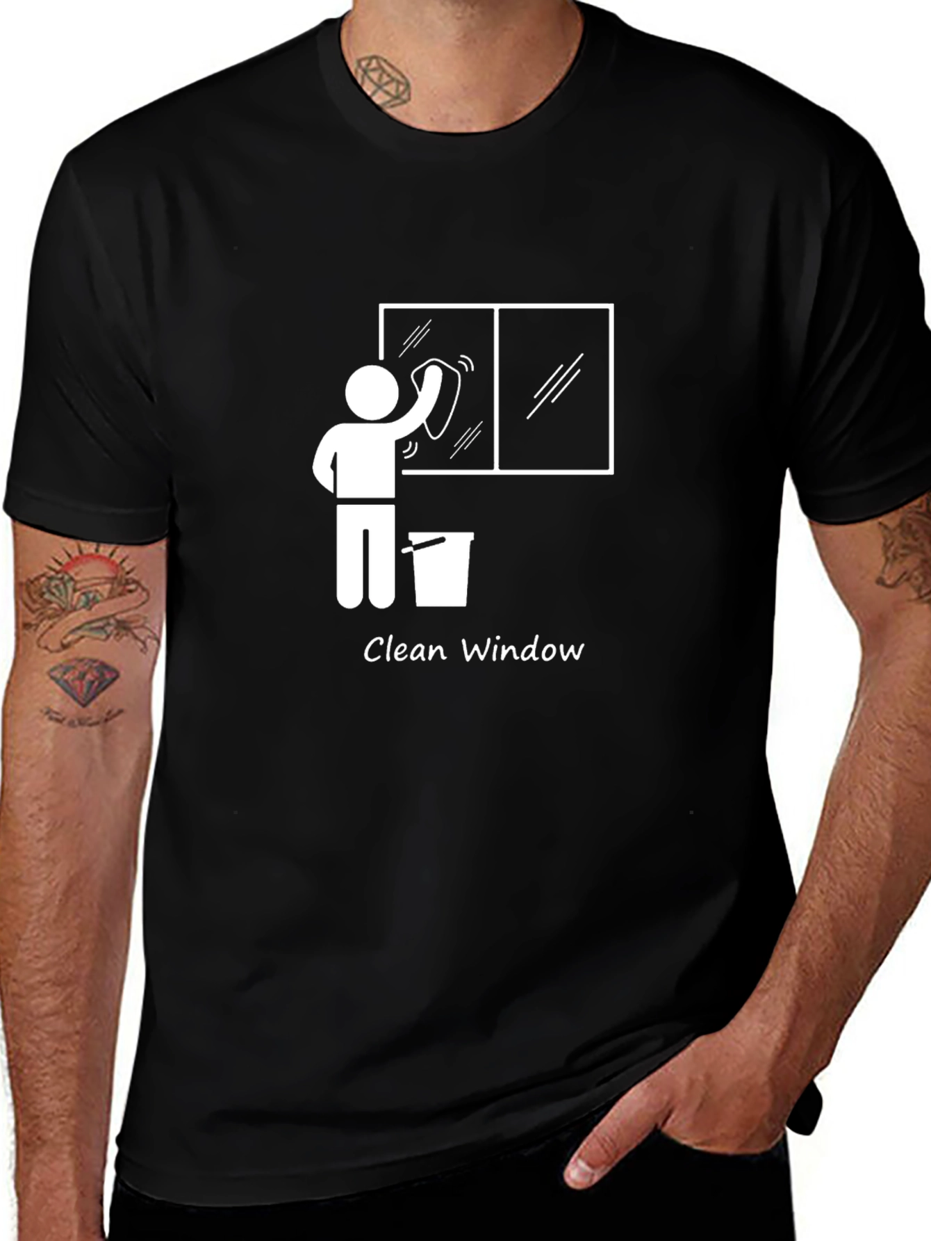 Clean Window Graphic T-Shirt - Unisex Black Tee