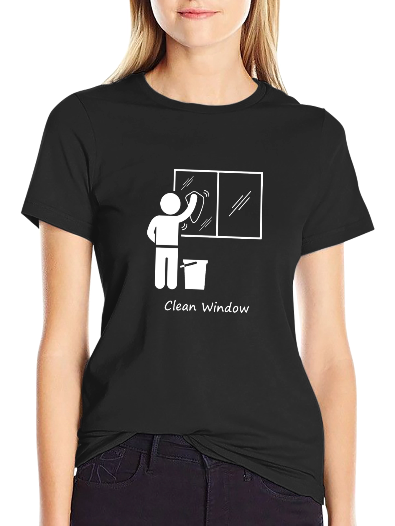 Clean Window Graphic T-Shirt - Unisex Black Tee