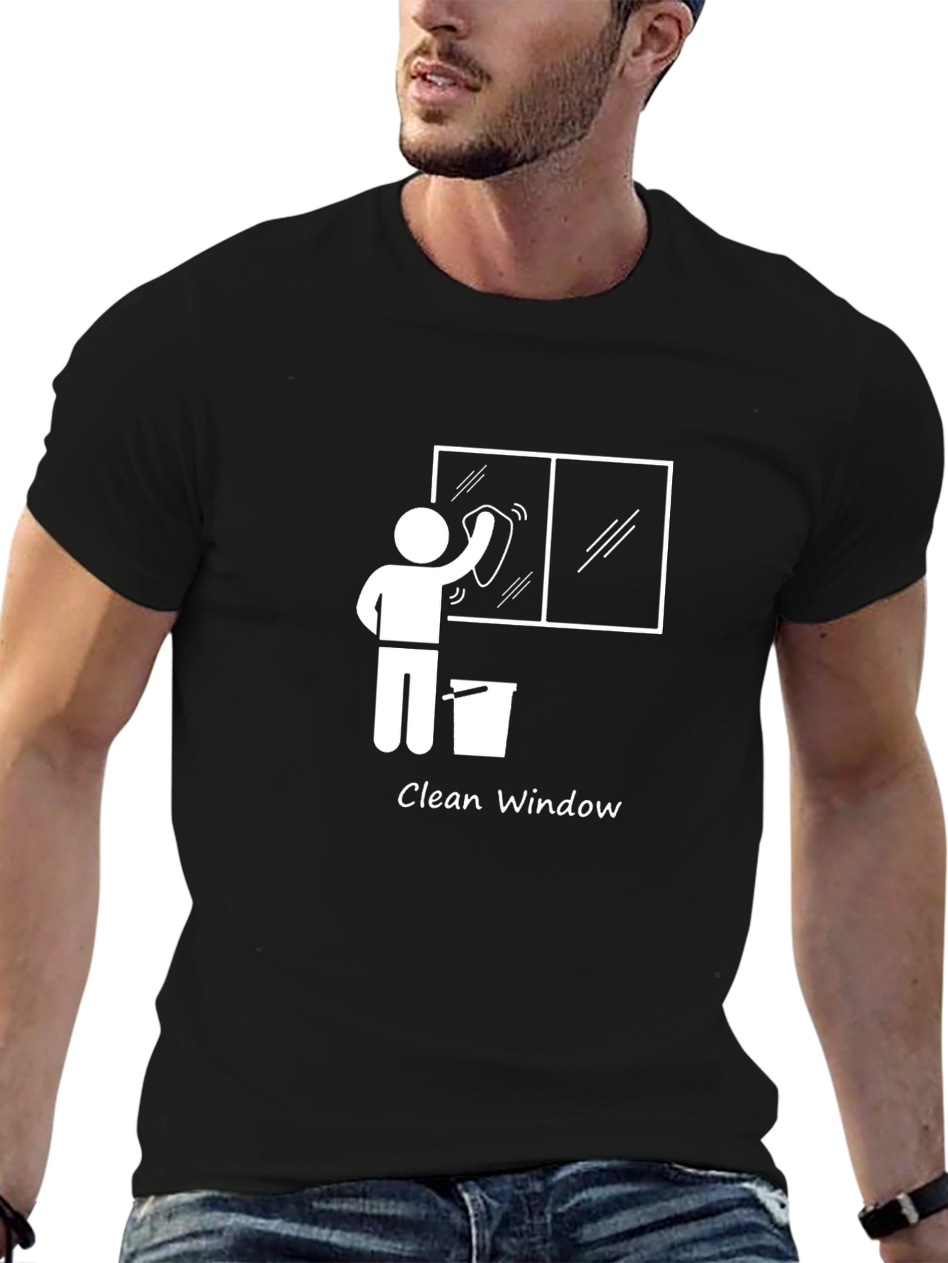 Clean Window Graphic T-Shirt - Unisex Black Tee