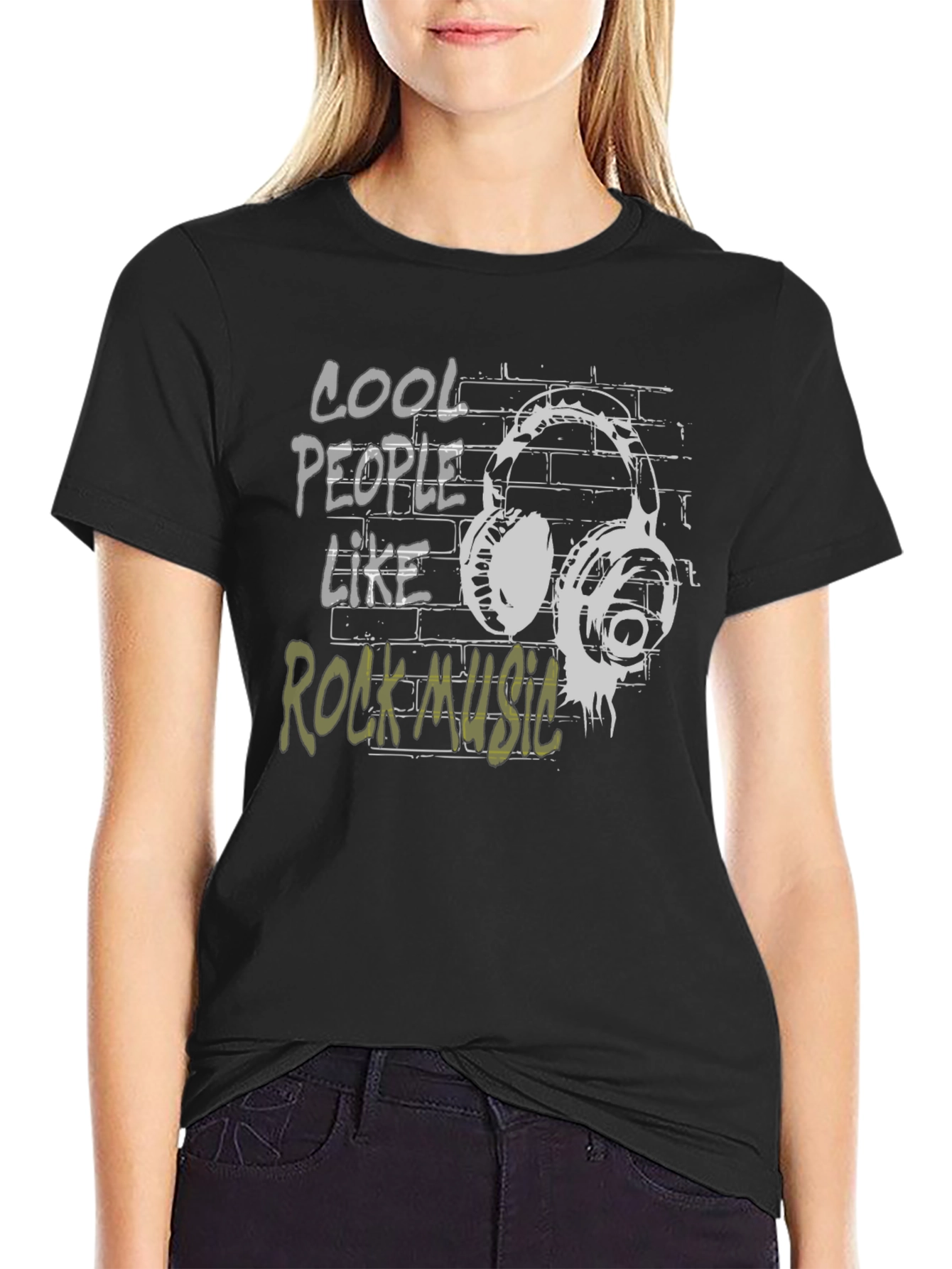 Cool People Rock Music Black Graphic T-Shirt