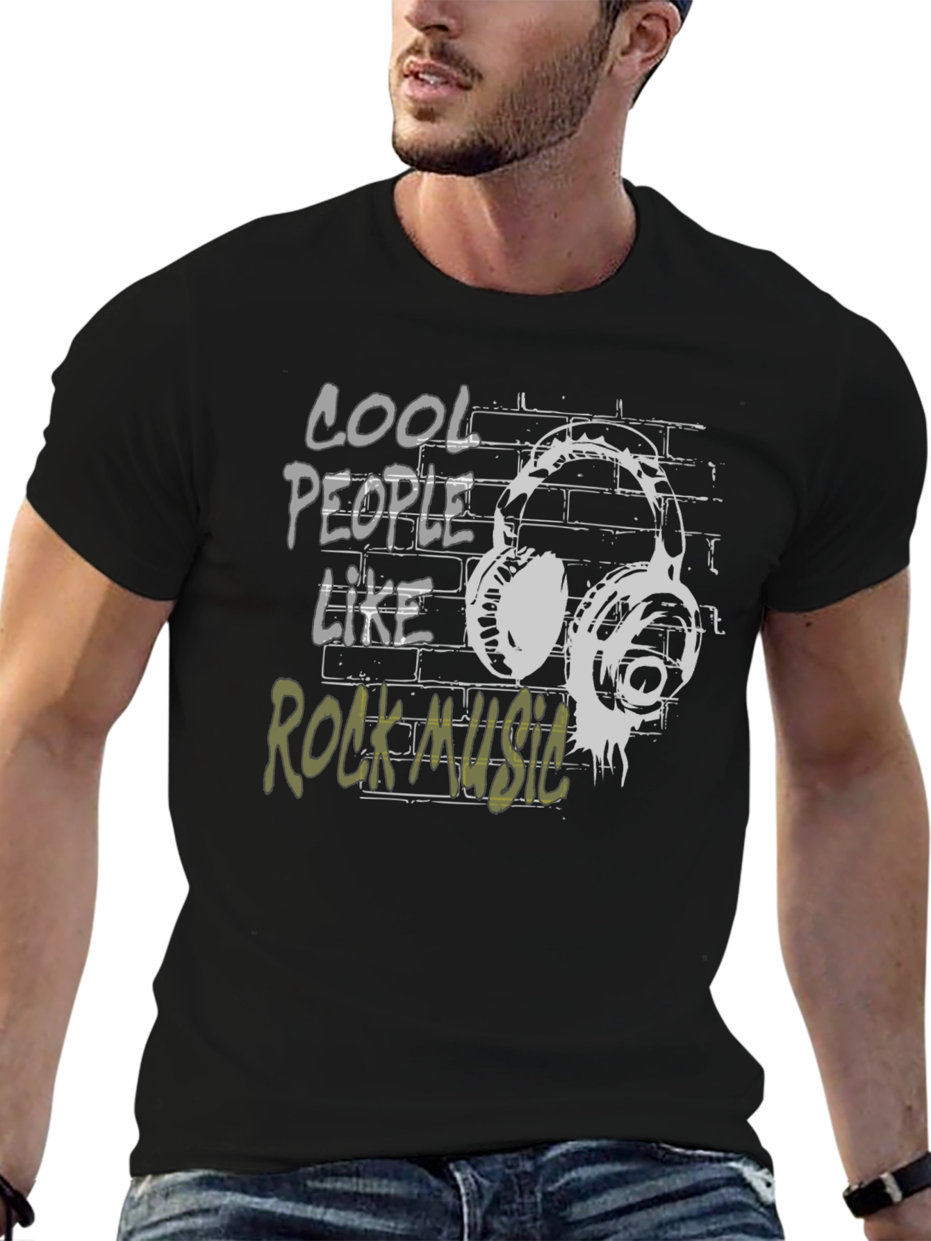 Cool People Rock Music Black Graphic T-Shirt