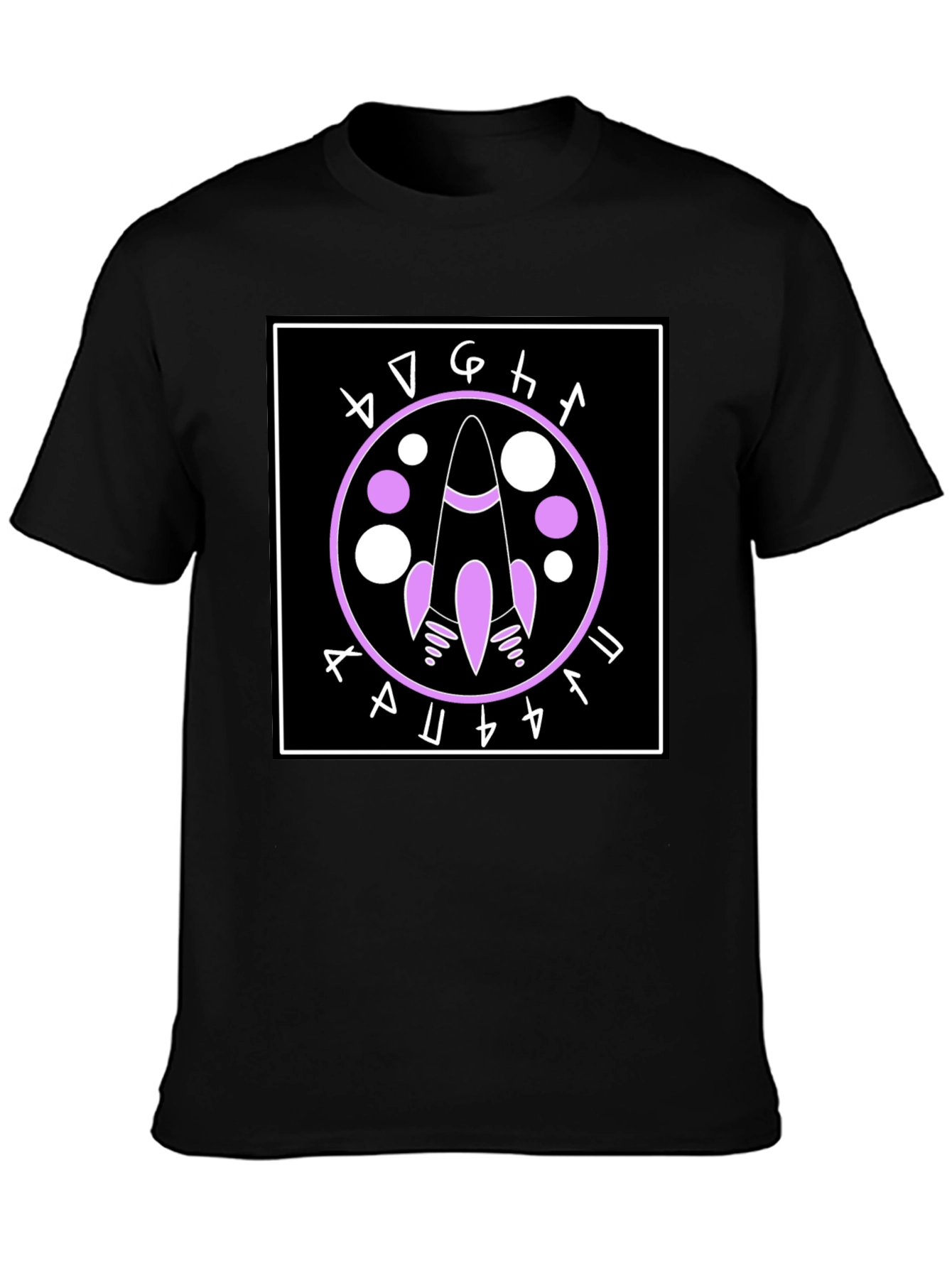 Rocket Symbol Graphic Tee - Black Cotton Casual Shirt